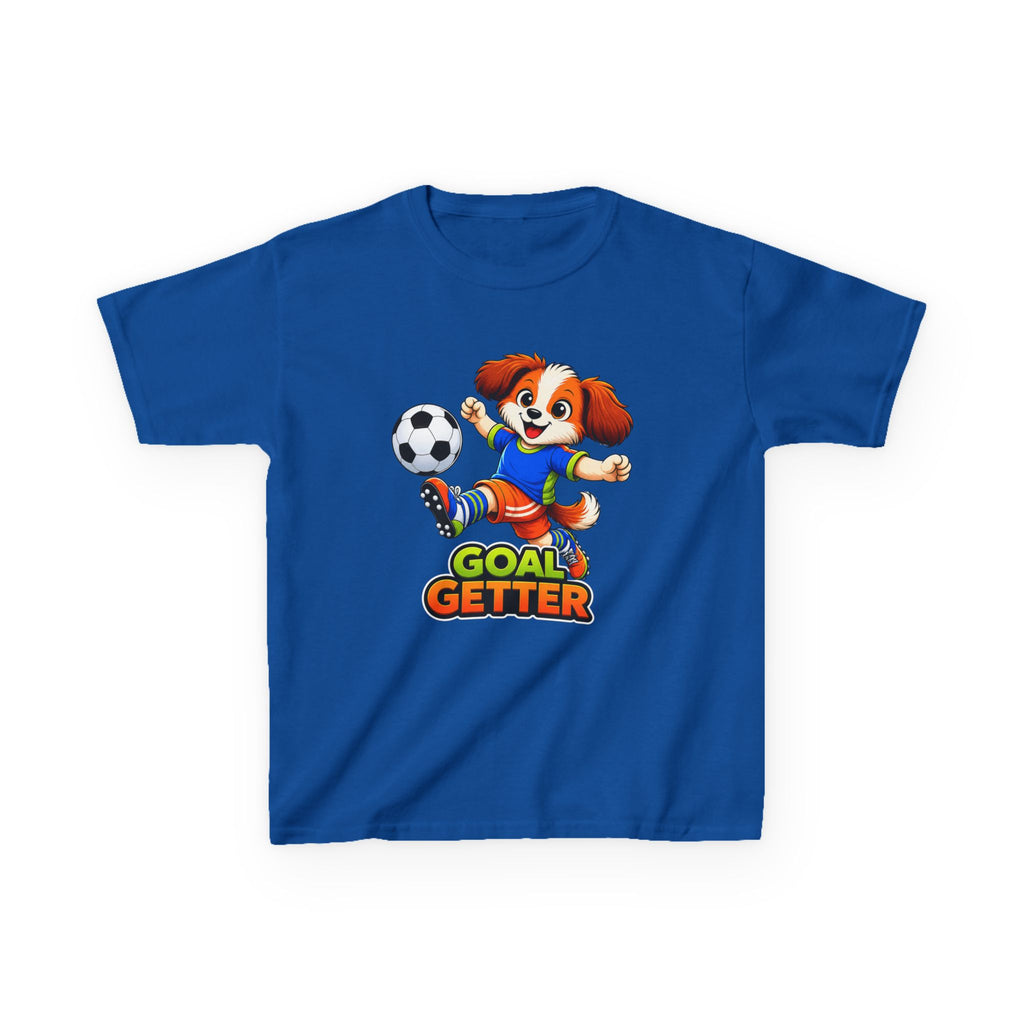 Kids Soccer T-Shirt — 'Goal Getter' Cute Puppy Soccer Graphic Tee
