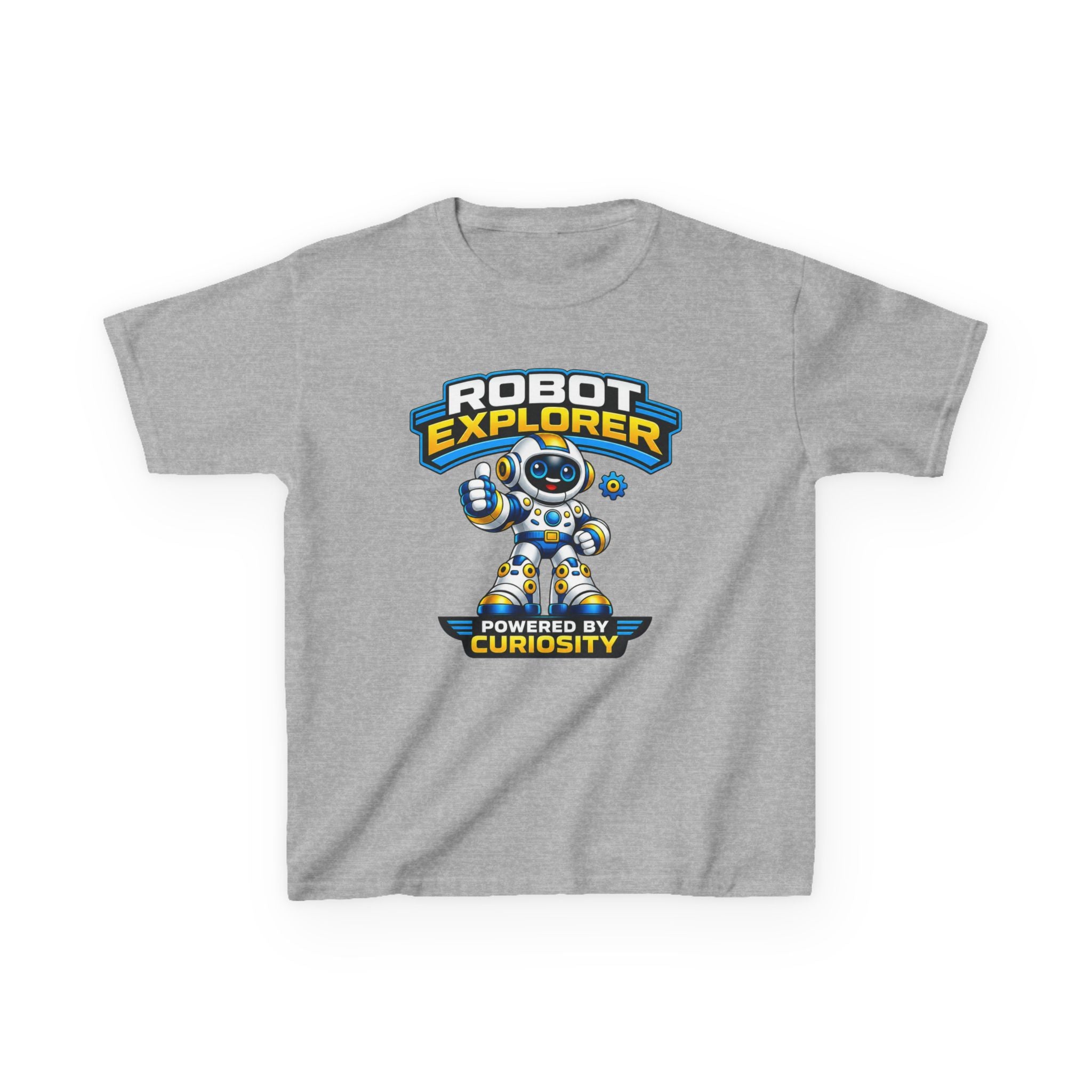 Robot Explorer Kids T‑Shirt — "Powered by Curiosity" Graphic Tee