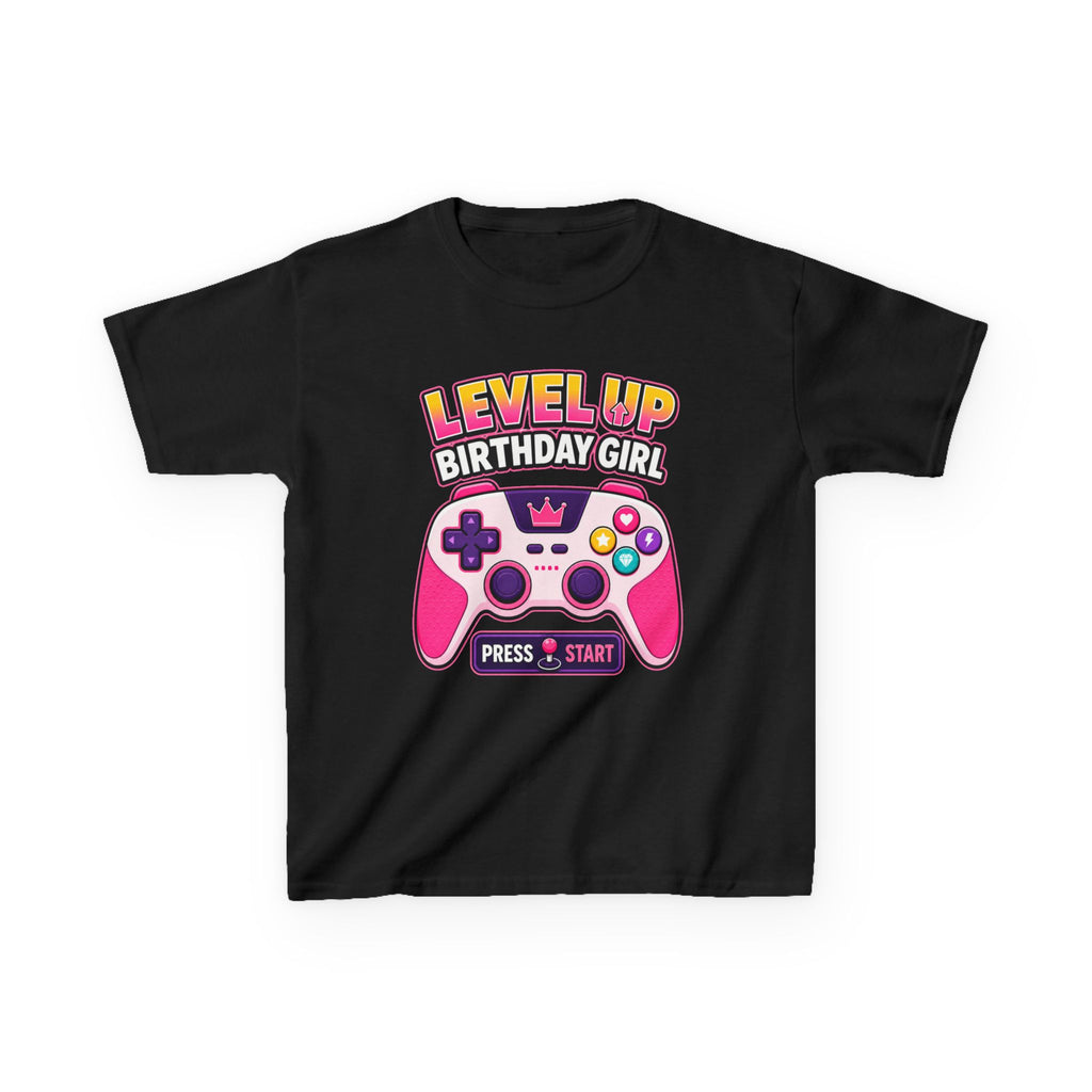 Kids Gaming T-Shirt — 'Level Up Birthday Girl' Gamer Graphic Tee