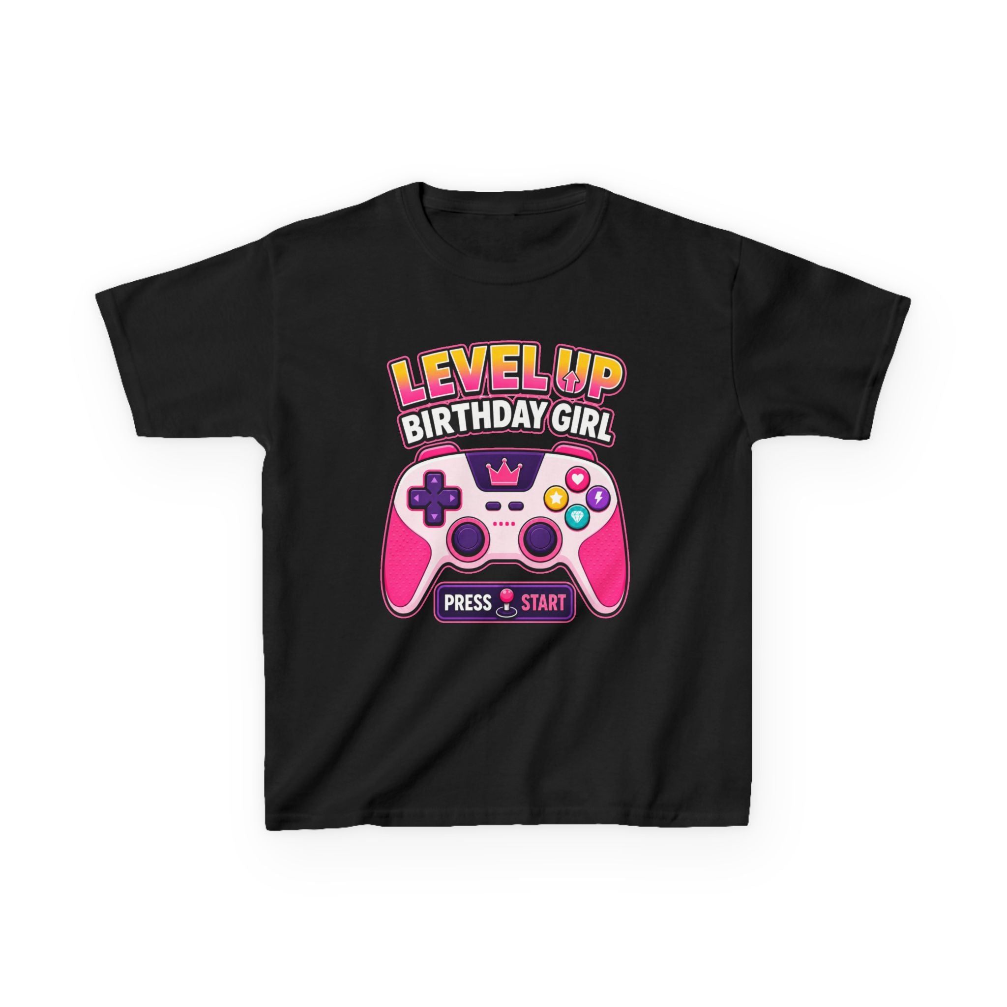 Kids Gaming T-Shirt — 'Level Up Birthday Girl' Gamer Graphic Tee