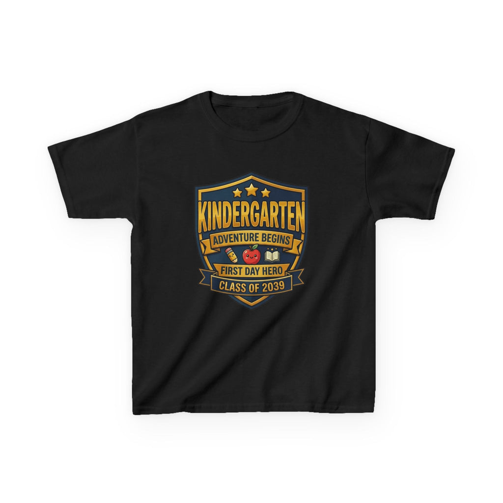 Kids School T-Shirt — 'Adventure Begins' Kindergarten First Day Hero Tee
