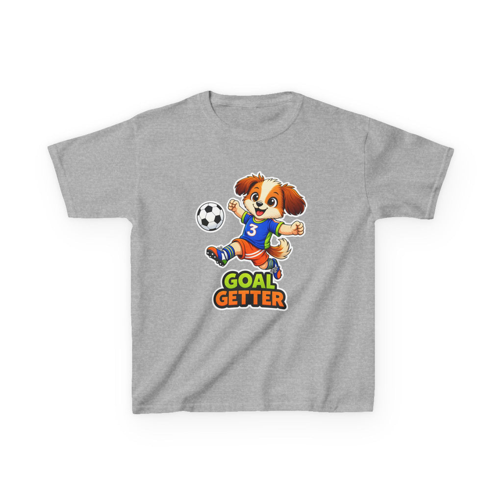 Kids Soccer T-Shirt — 'Puppy Power' Cute Soccer Player Dog Graphic Tee