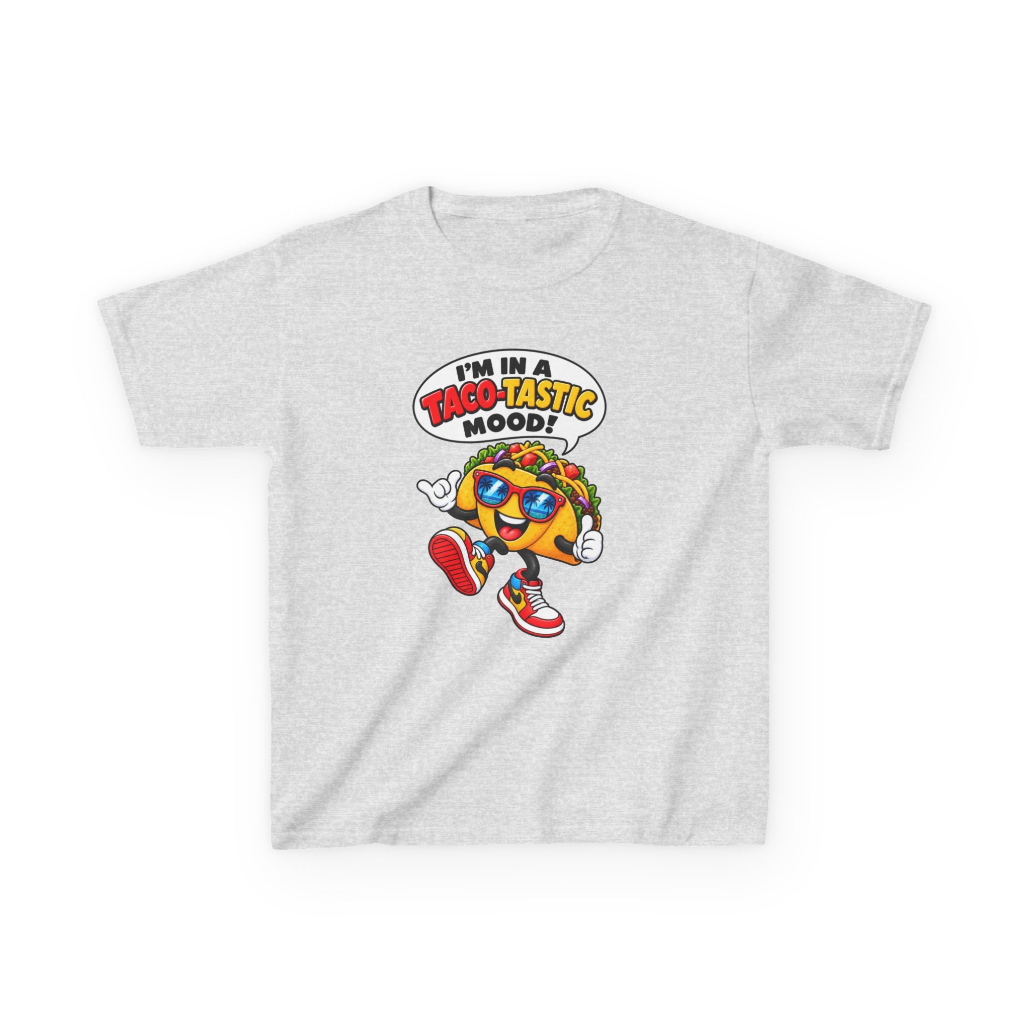 Kids Taco T-Shirt — 'I'm in a Taco-Tastic Mood' Cartoon Taco Graphic Tee