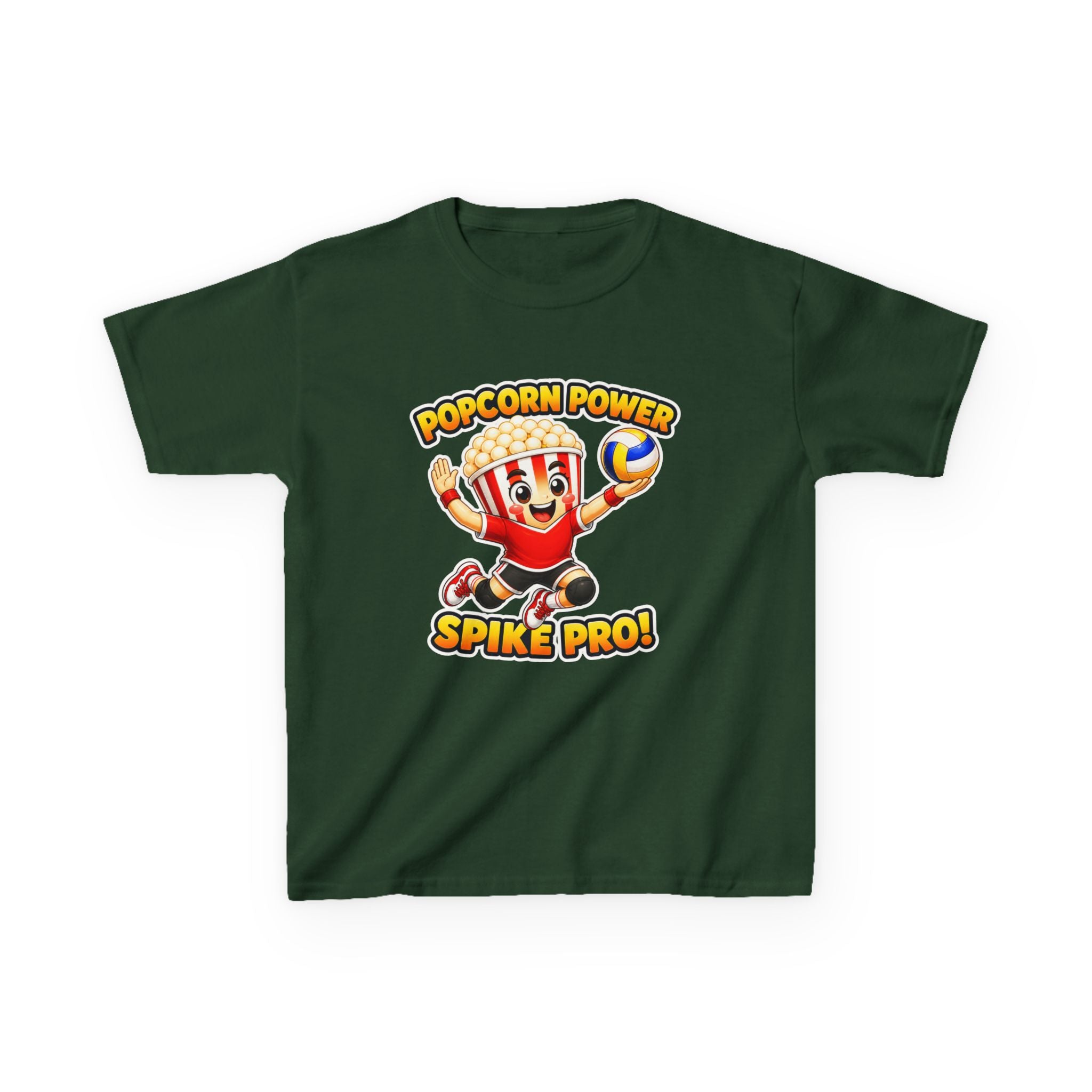 Kids Volleyball T-Shirt — 'Popcorn Power' Spike Pro Graphic Tee