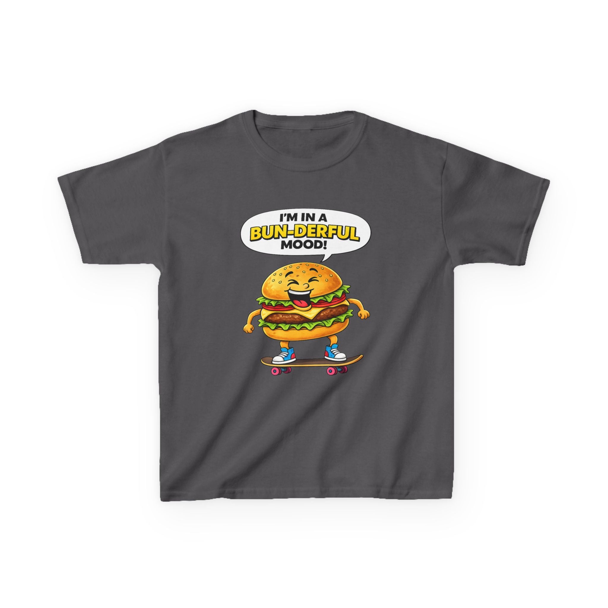 Kids Burger T-Shirt — 'Bun-derful Mood' Skateboard Graphic Tee