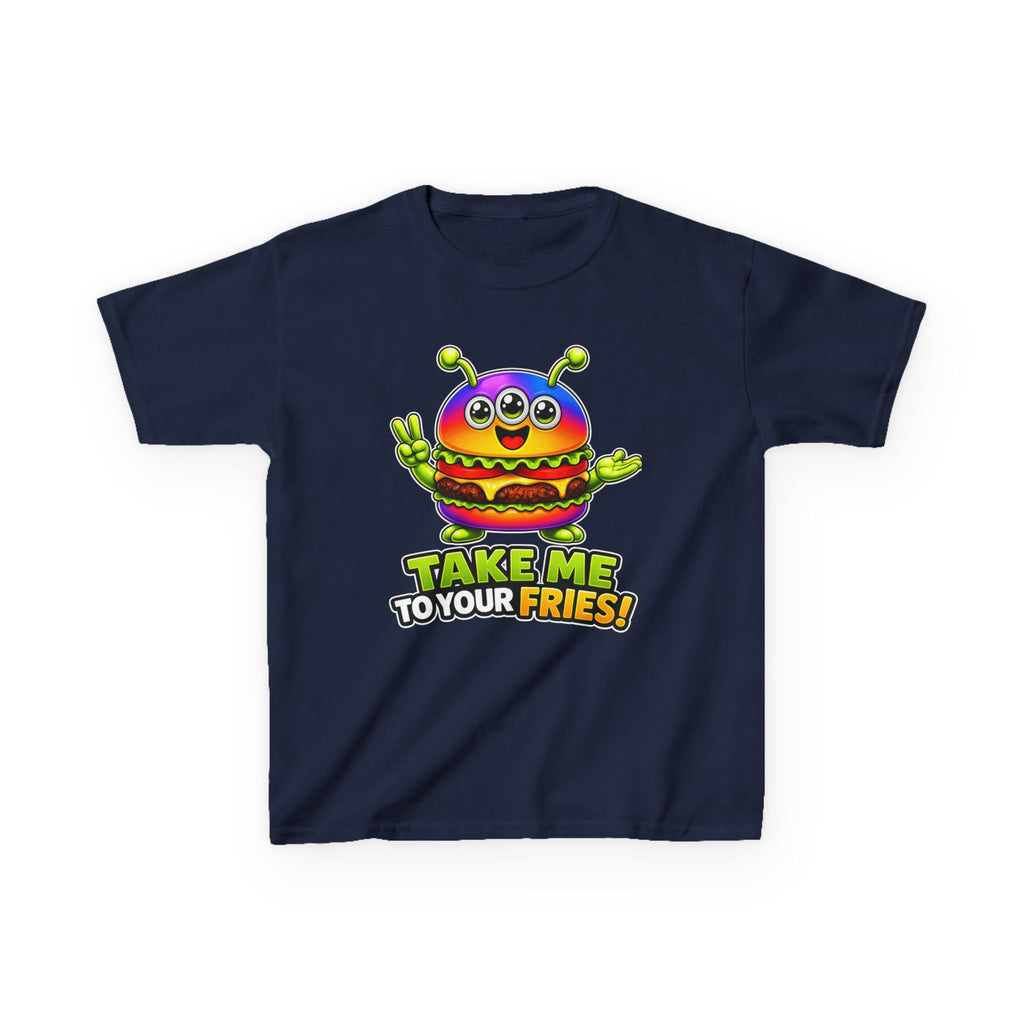 Kids Alien T-Shirt — 'Take Me to Your Fries' Cute Alien Burger Graphic Tee