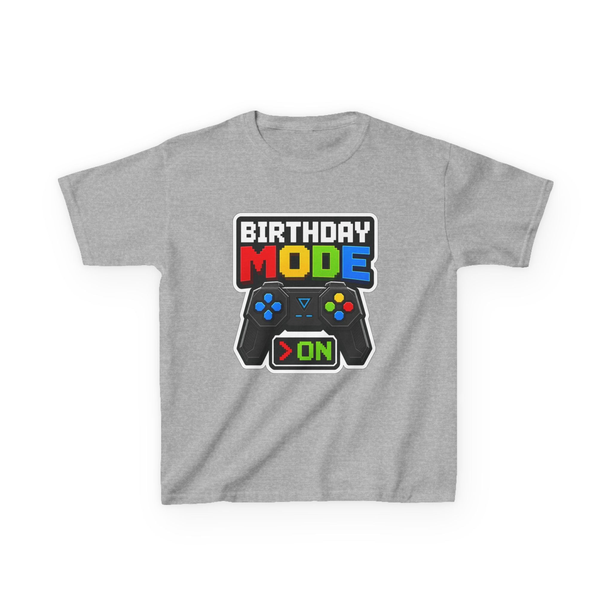 Kids Birthday T-Shirt — 'Birthday Mode On' Video Game Controller Graphic Tee