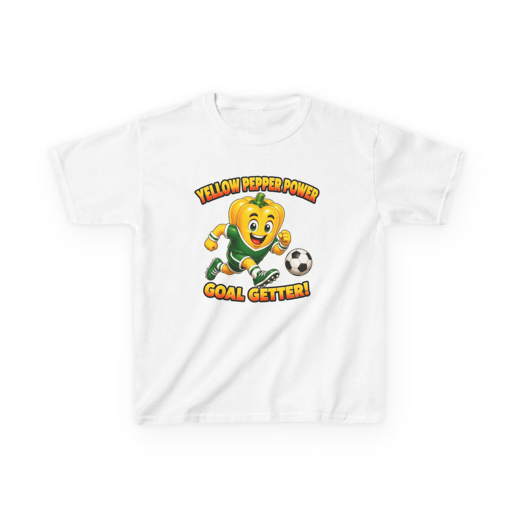 Kids Soccer T-Shirt — 'Yellow Pepper Power' Goal Getter Graphic Tee