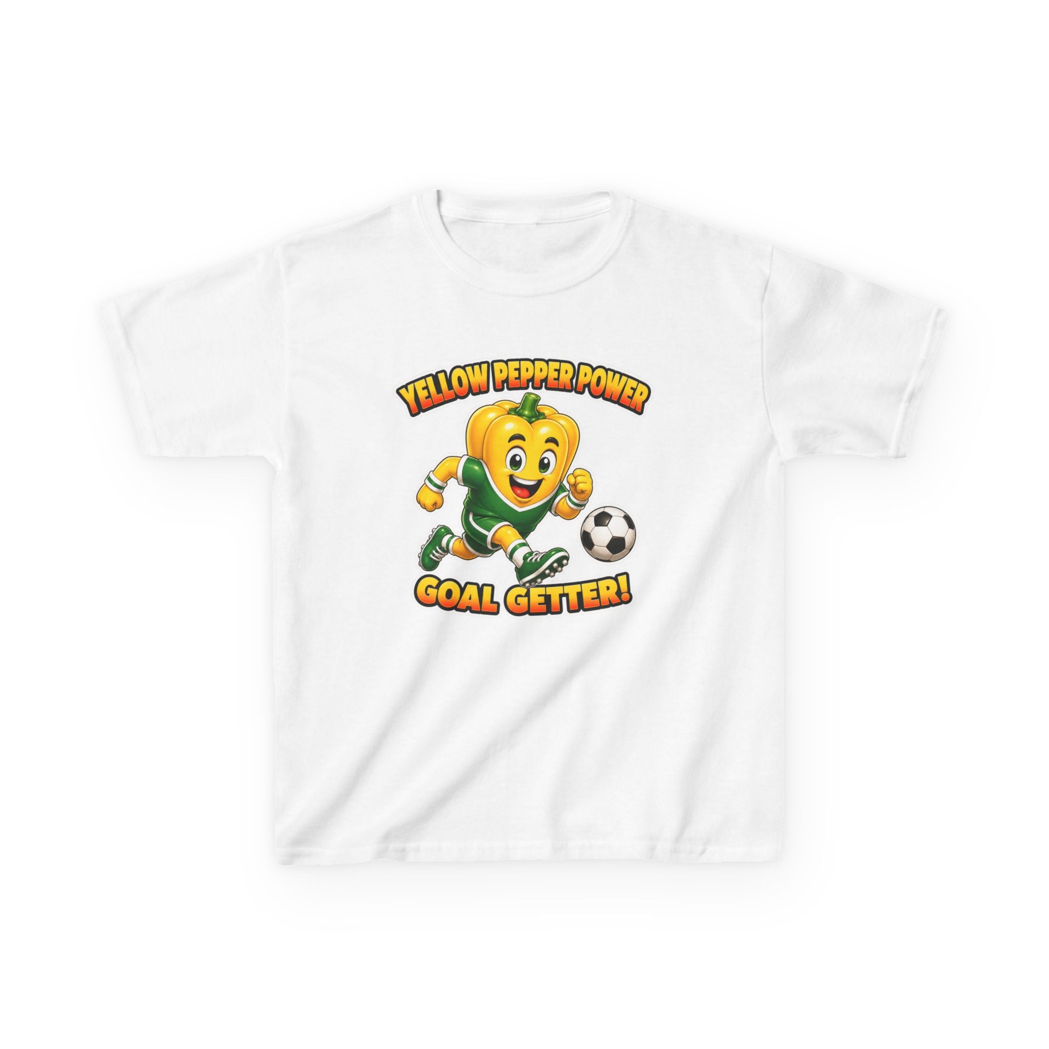 Kids Soccer T-Shirt — 'Yellow Pepper Power' Goal Getter Graphic Tee