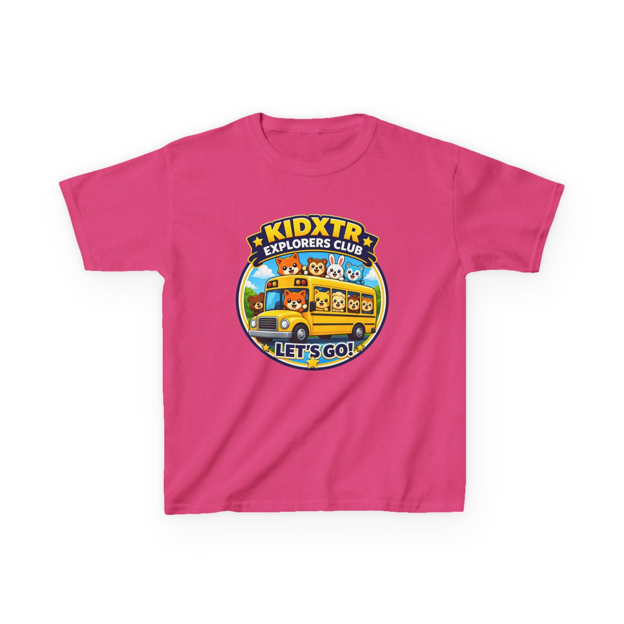 Kids School T-Shirt — 'Let’s Go!' KIDXTR Explorers Club Bus Graphic Tee