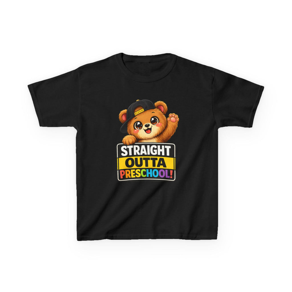 Kids Preschool T-Shirt — 'Straight Outta Preschool' Teddy Graduation Graphic Tee