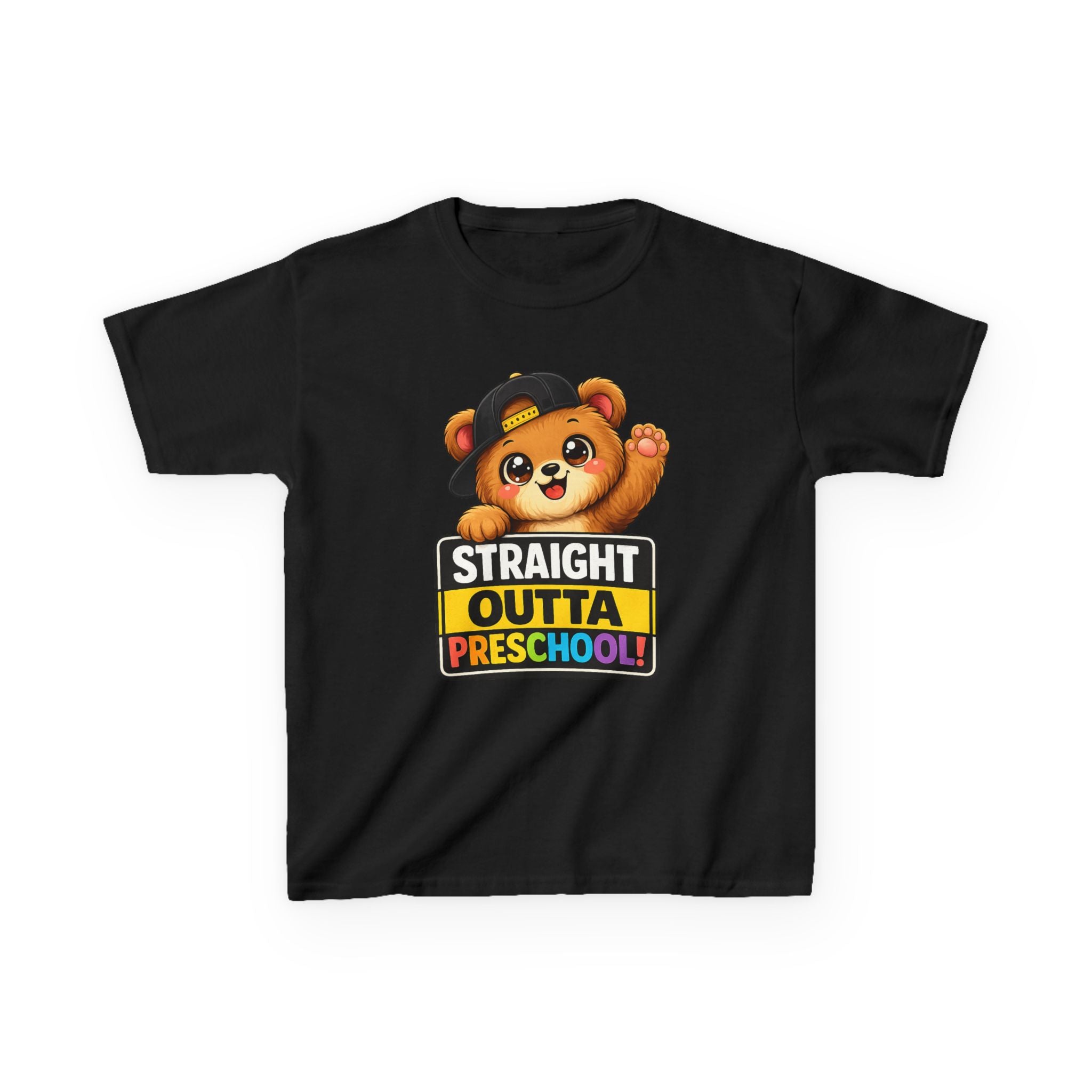 Kids Preschool T-Shirt — 'Straight Outta Preschool' Teddy Graduation Graphic Tee