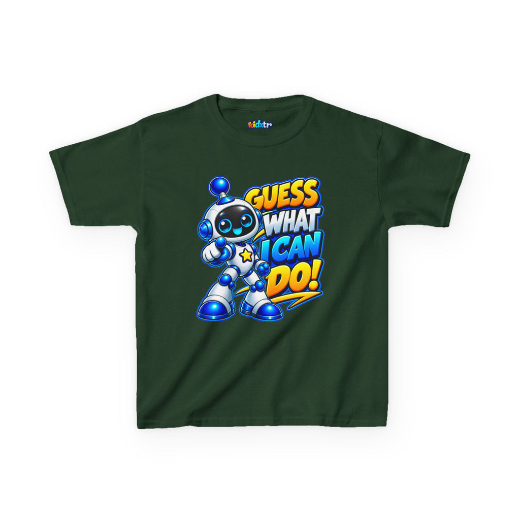 Kidxtr™ Kids Robot T-Shirt — 'Guess What I Can Do' Robot Graphic Tee