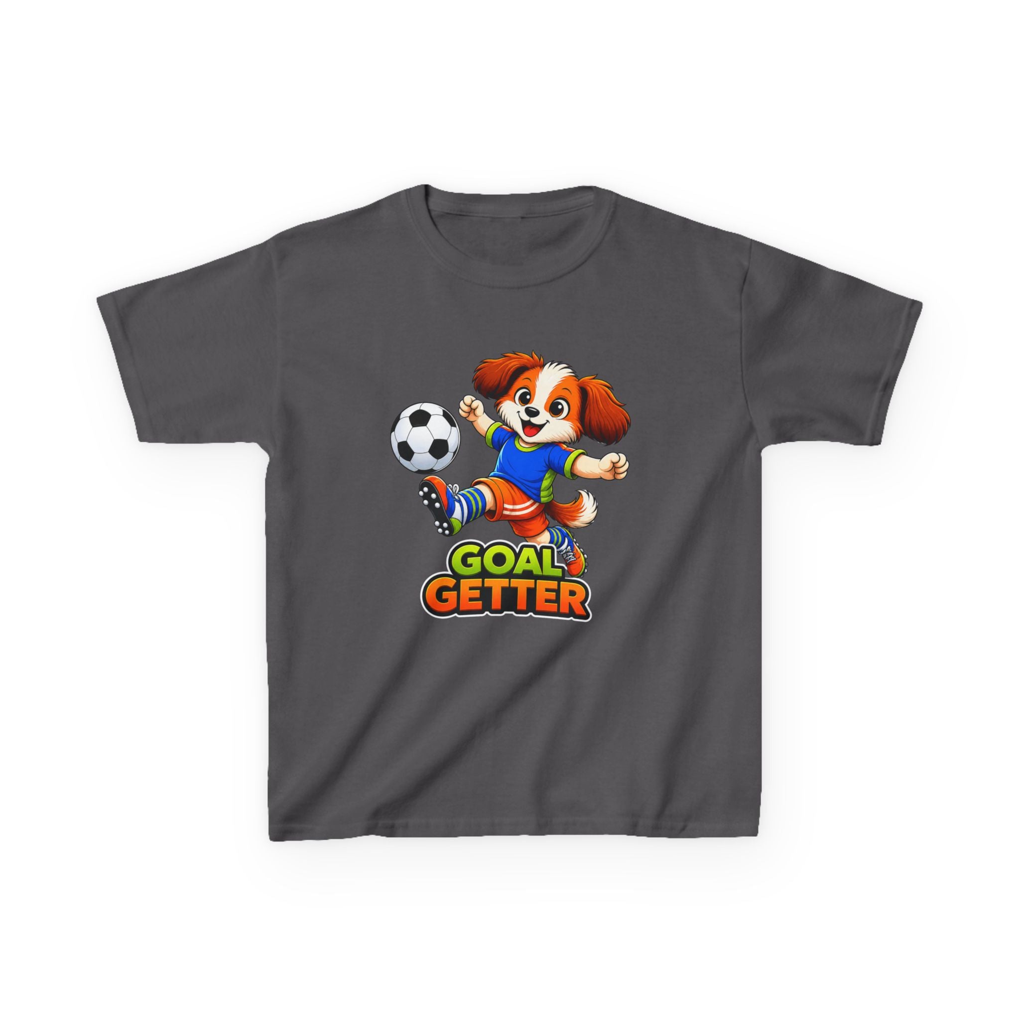 Kids Soccer T-Shirt — 'Goal Getter' Cute Puppy Soccer Graphic Tee