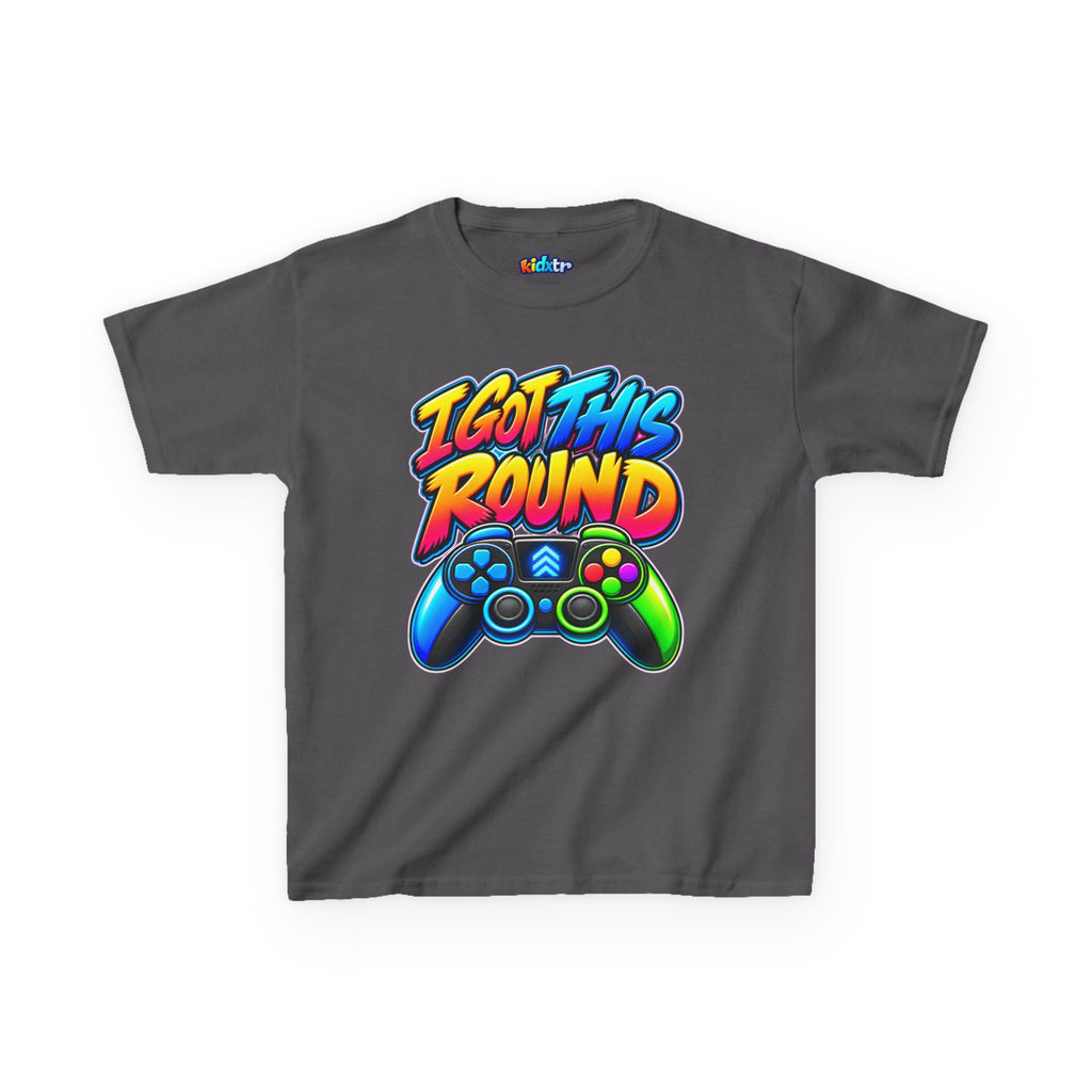Kidxtr™ Kids Gamer T-Shirt — 'I Got This Round' Gaming Graphic Tee