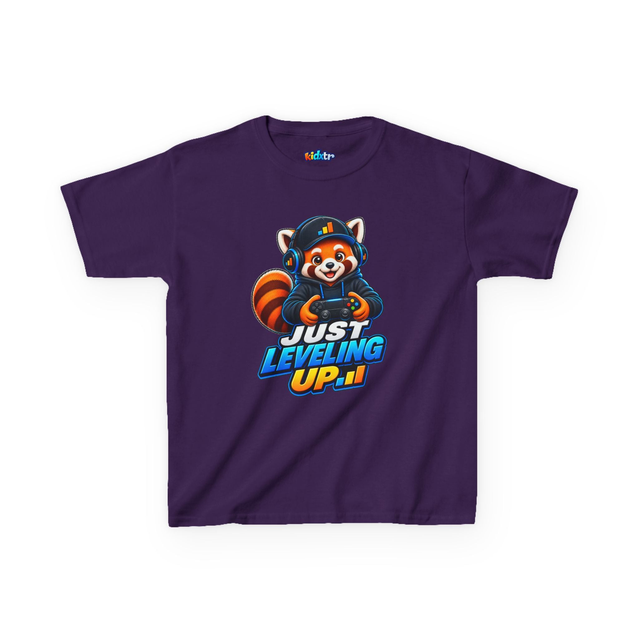 Kidxtr™ Kids Fox T-Shirt — 'Just Leveling Up' Gaming Fox Graphic Tee
