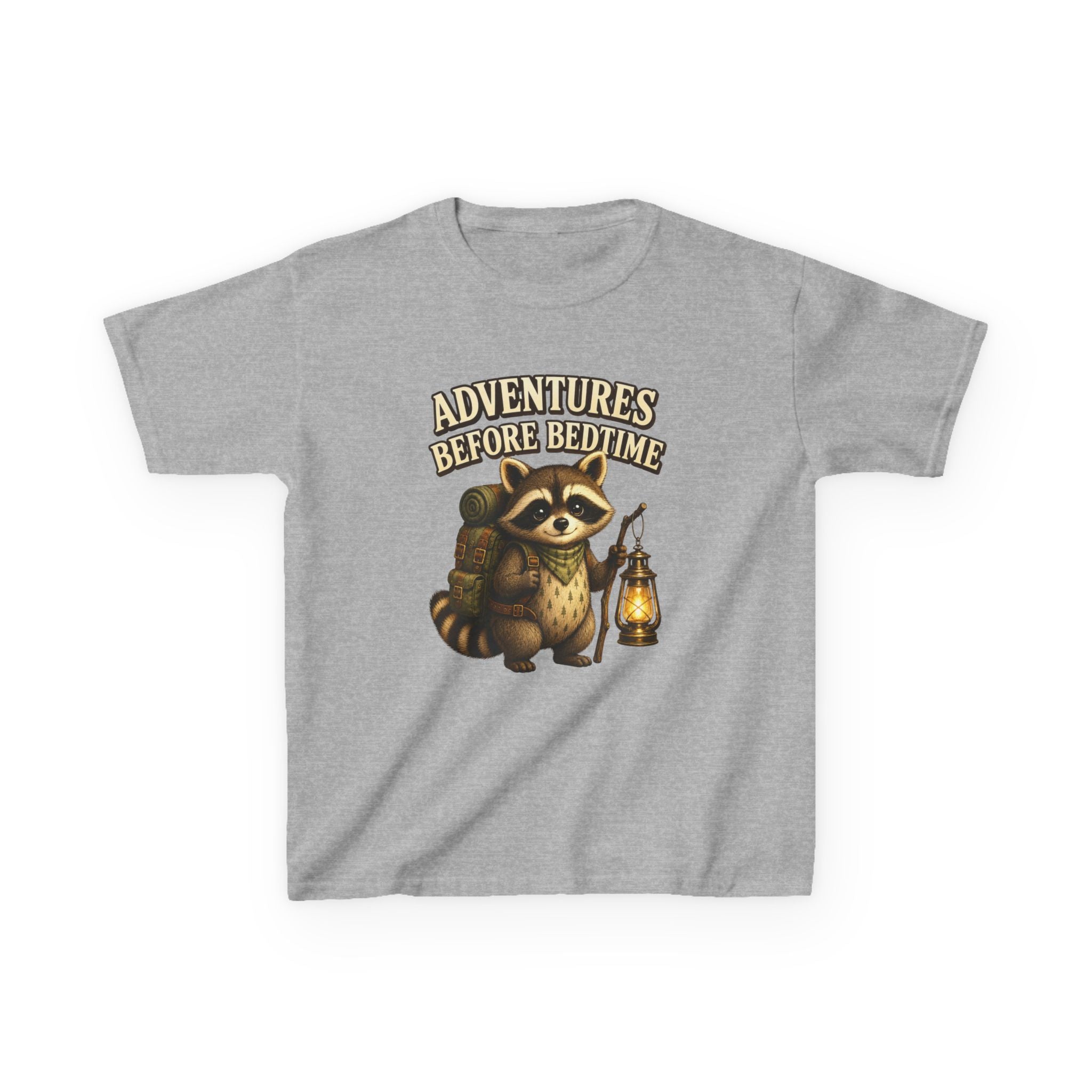 Kids Raccoon T-Shirt — 'Adventures Before Bedtime' Lantern Graphic Tee