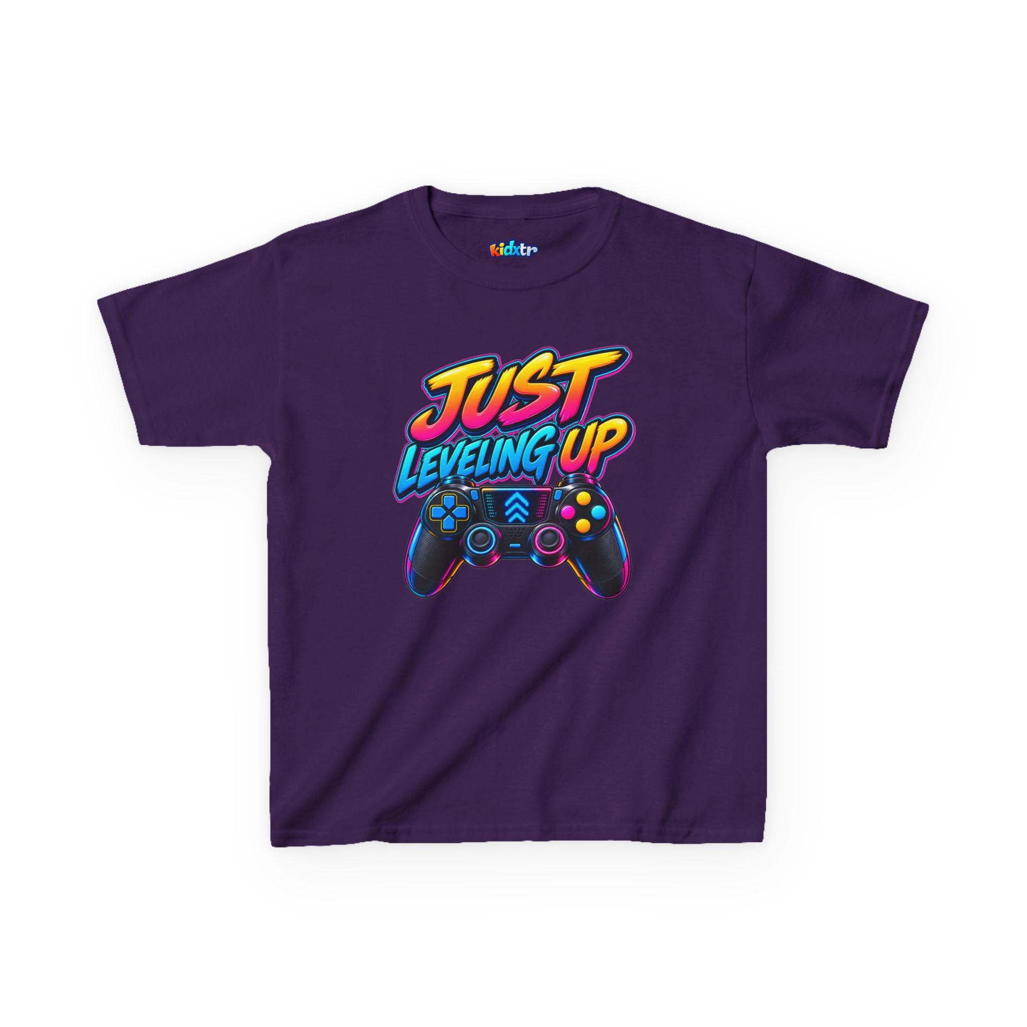 Kidxtr™ Kids Gaming T-Shirt — 'Just Leveling Up' Controller Graphic Tee