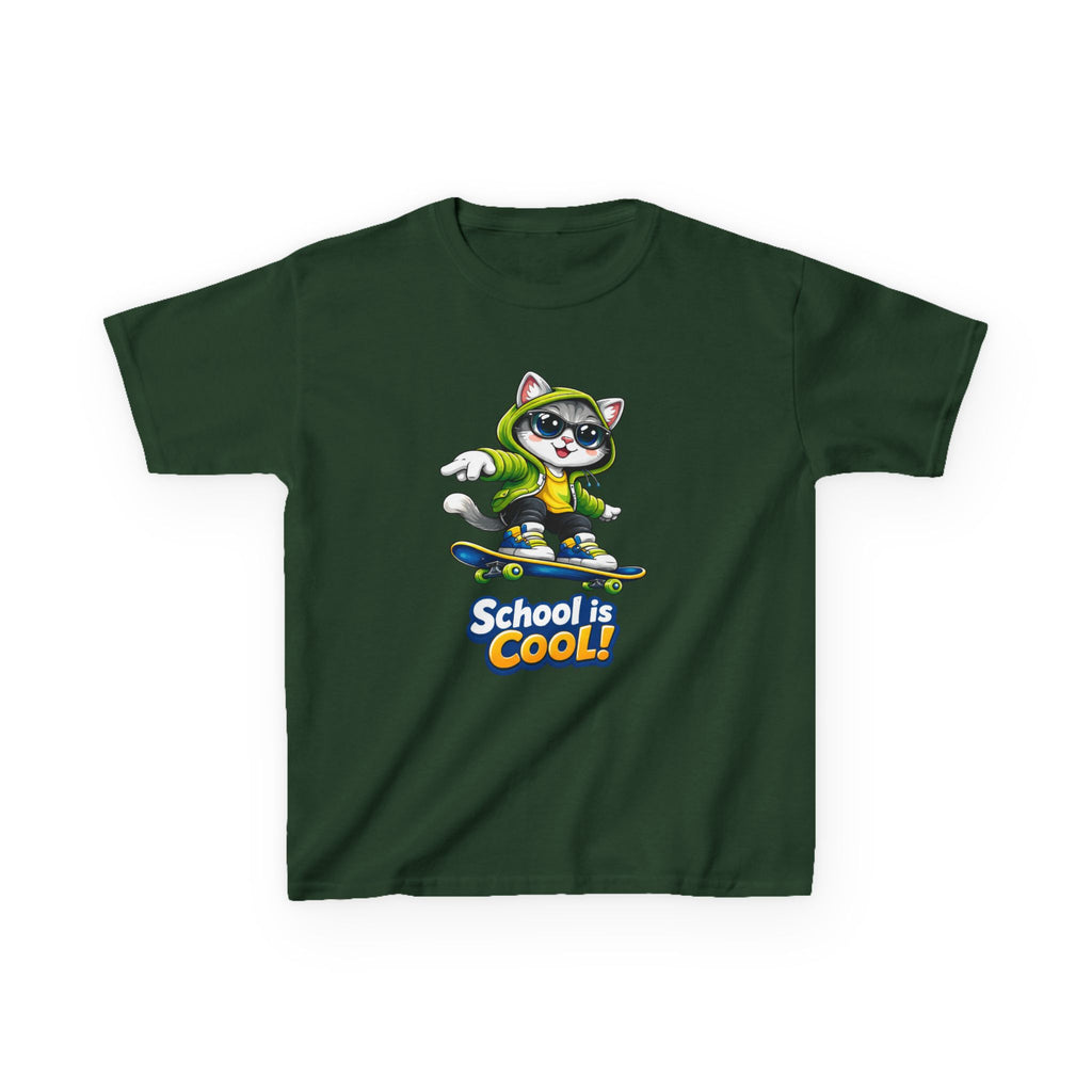 Kids Skateboard Cat T-Shirt – School is Cool Graphic Tee