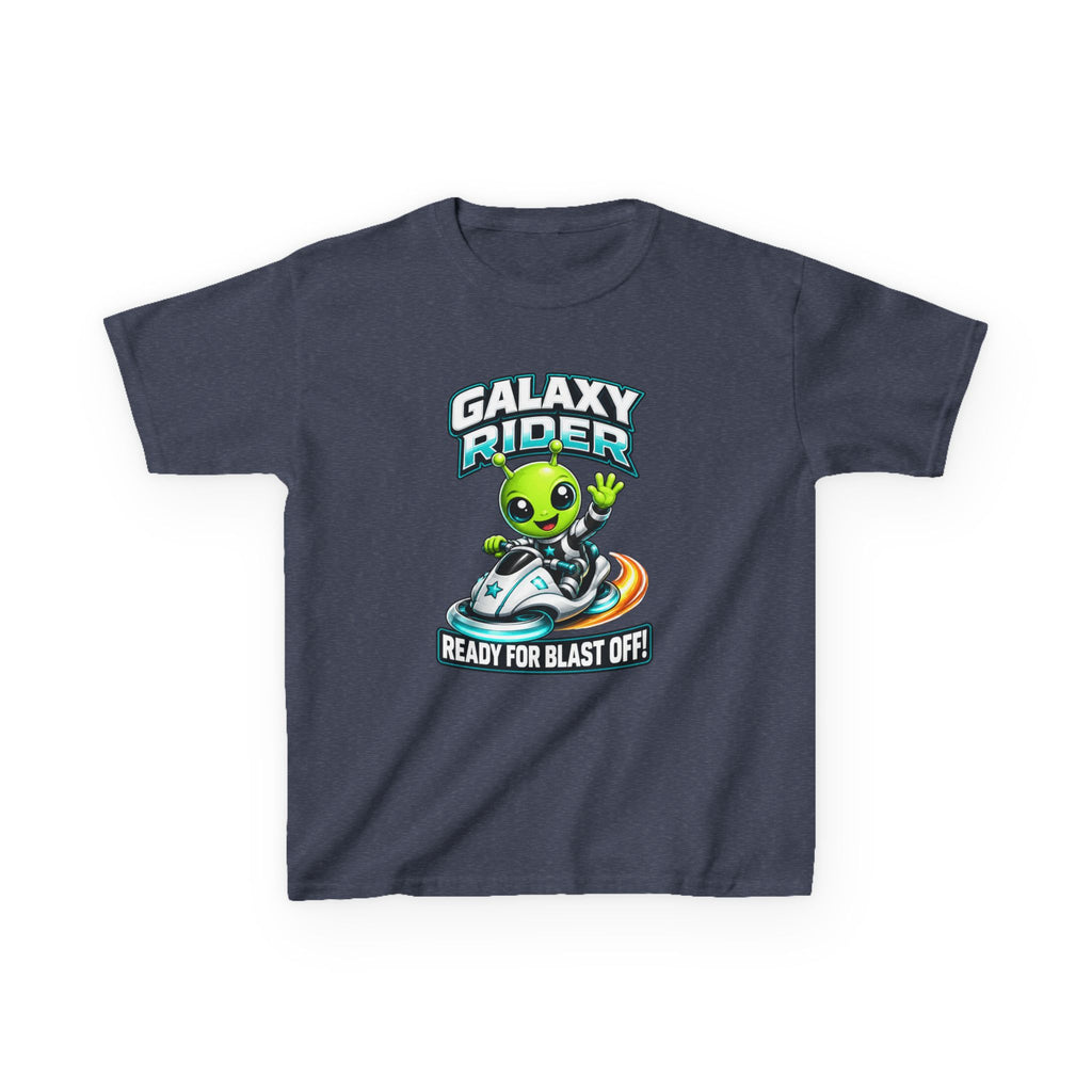Kids Alien T-Shirt — 'Galaxy Rider: Ready for Blast Off!' Alien Space Rocket Graphic Tee