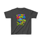 Kids Cosmic Dino T-Shirt — 'Cosmic Dino' Colorful Alien Riding Dinosaur Graphic Tee