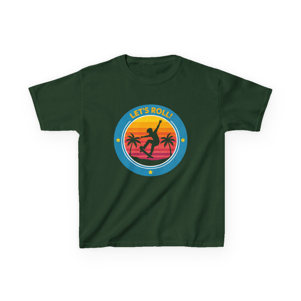 Kids Skateboard T-Shirt — 'Let’s Roll!' Retro Skater Graphic Tee