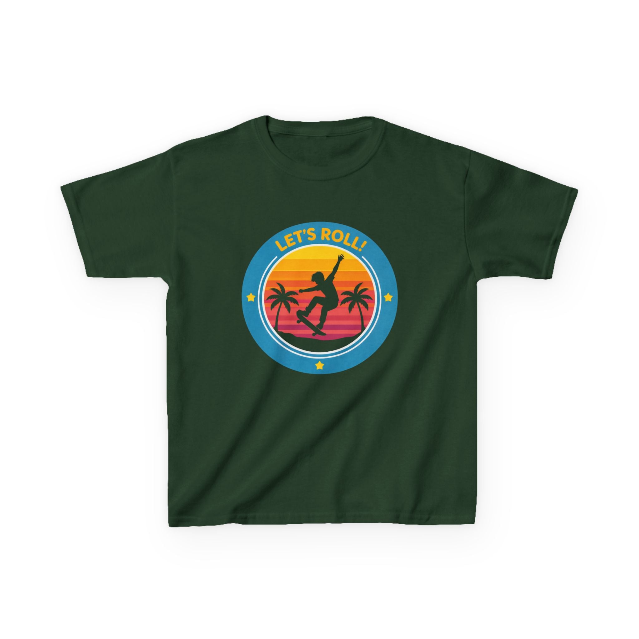 Kids Skateboard T-Shirt — 'Let’s Roll!' Retro Skater Graphic Tee
