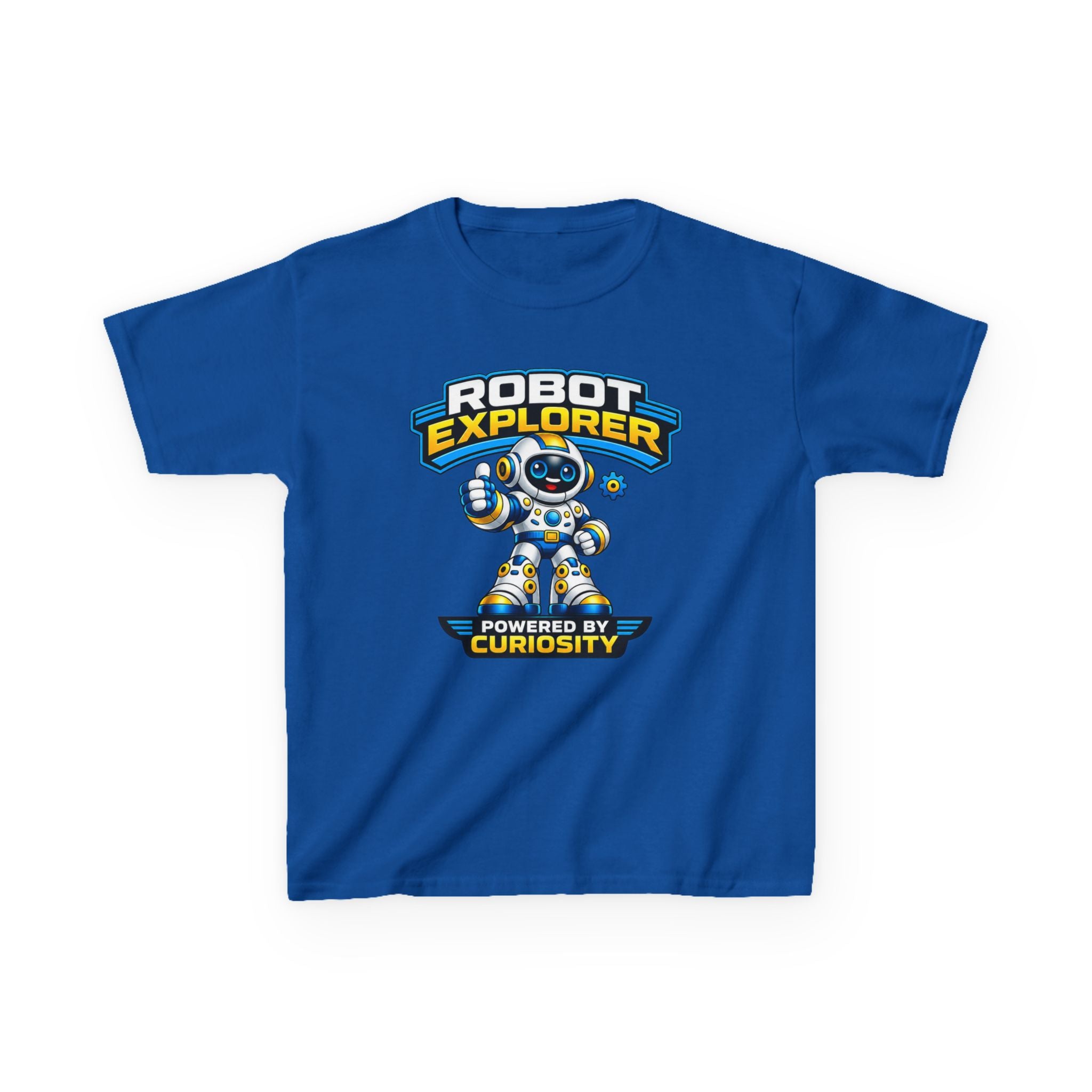 Robot Explorer Kids T‑Shirt — "Powered by Curiosity" Graphic Tee