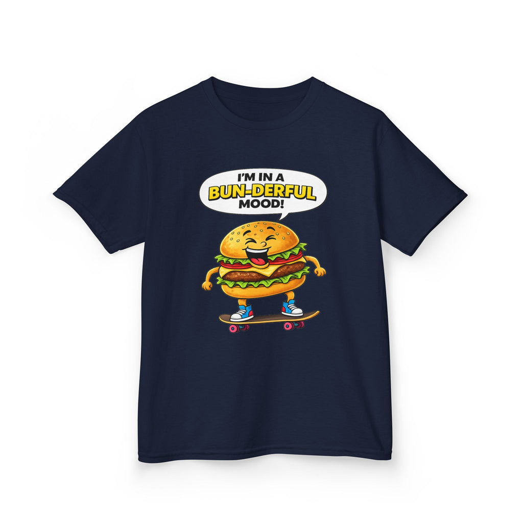 Kids Burger T-Shirt — 'Bun-derful Mood' Skateboard Graphic Tee