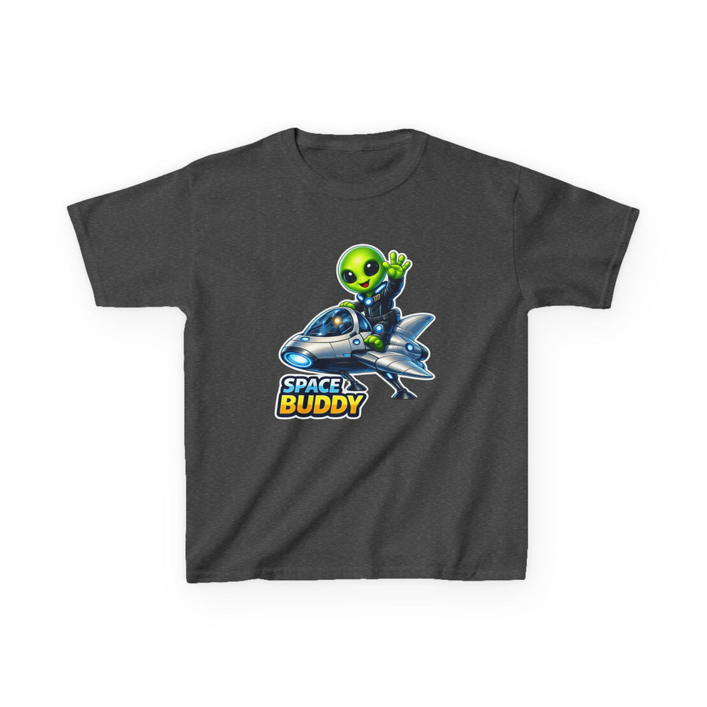Kids Space Buddy T‑Shirt — Cute Alien in Rocket Tee for Boys & Girls