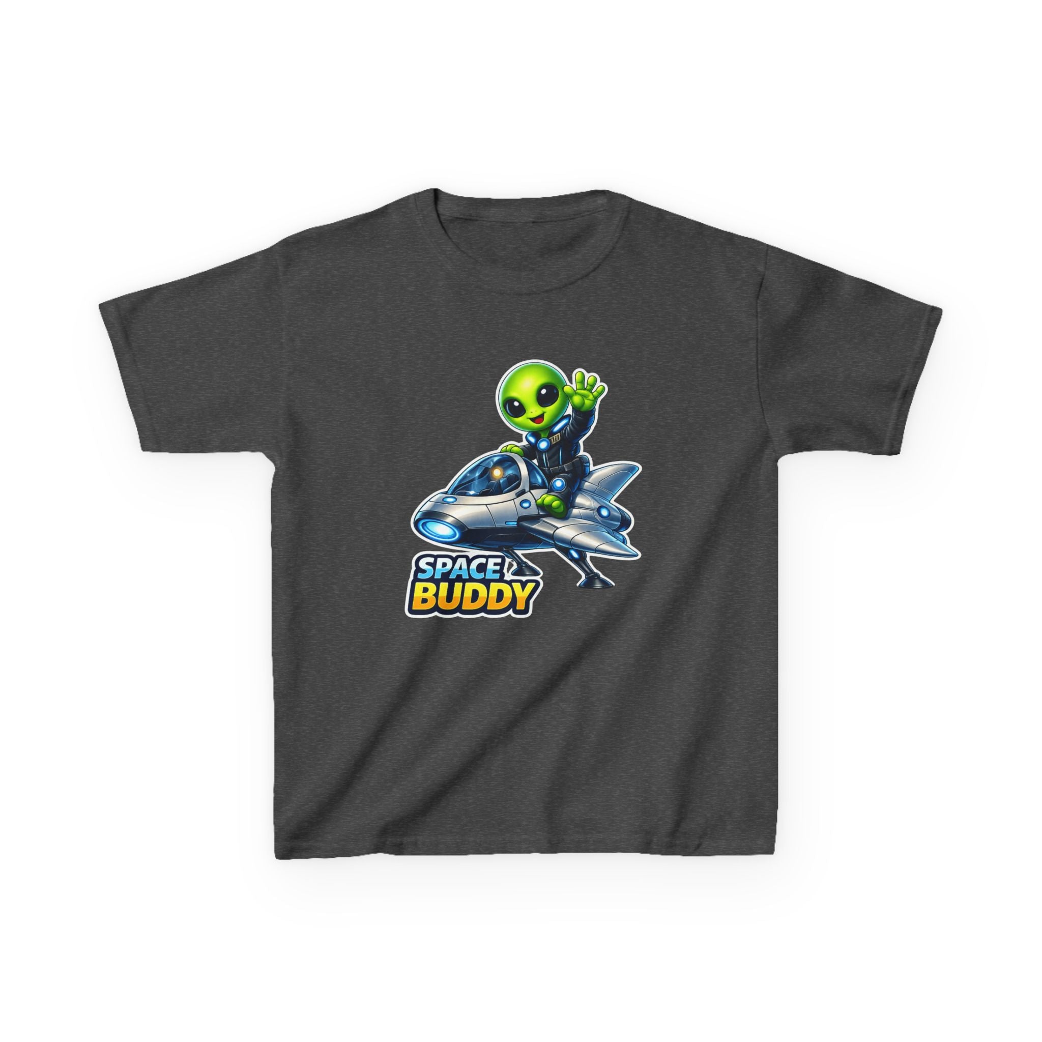 Kids Space Buddy T‑Shirt — Cute Alien in Rocket Tee for Boys & Girls