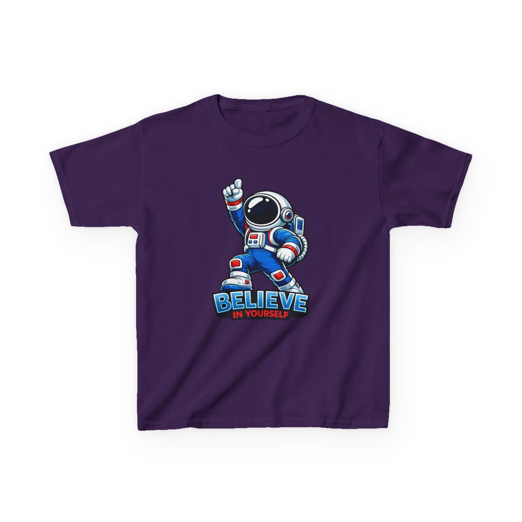 Kids Astronaut T-Shirt — 'Believe In Yourself' Motivational Graphic Tee