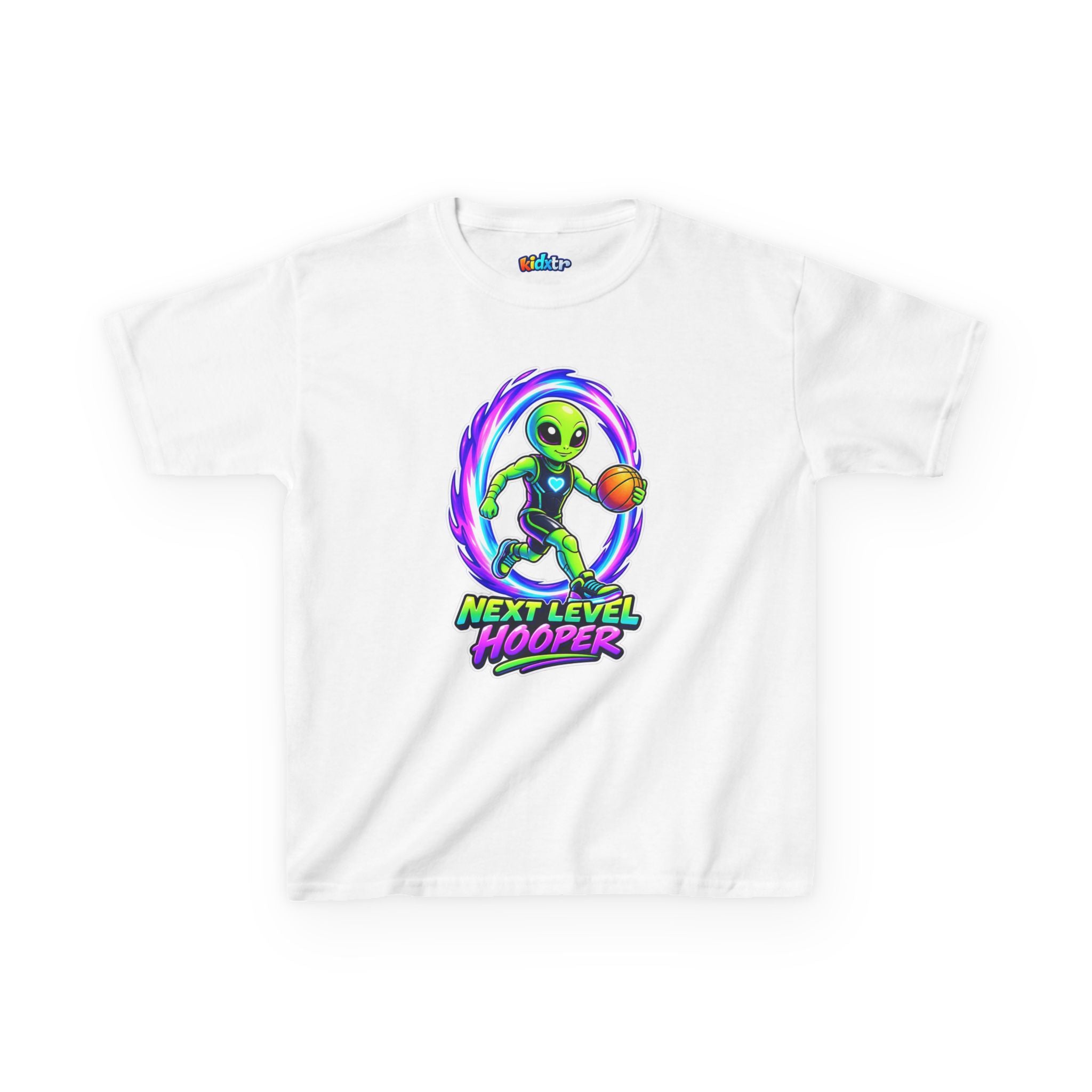 Kidxtr™ Kids Basketball T-Shirt — 'Next Level Hooper' Alien Basketball Graphic Tee