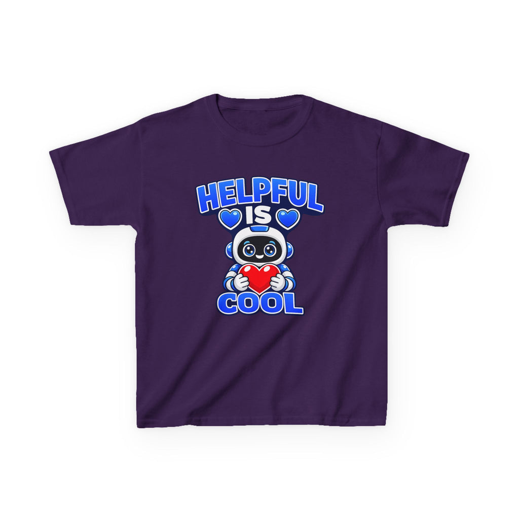 Kids Robot T-Shirt — 'Helpful Is Cool' Heart Graphic Tee