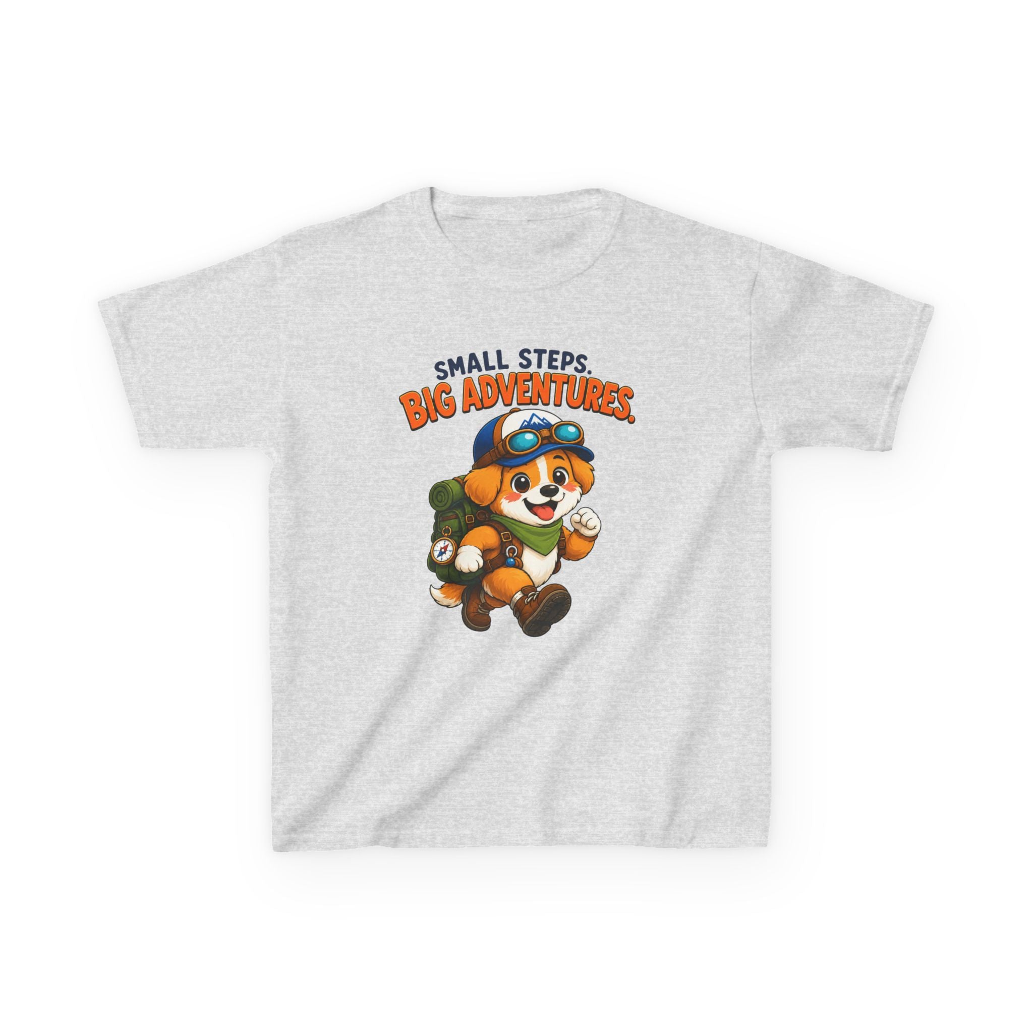 Kids Puppy T-Shirt — 'Small Steps, Big Adventures' Explorer Puppy Graphic Tee