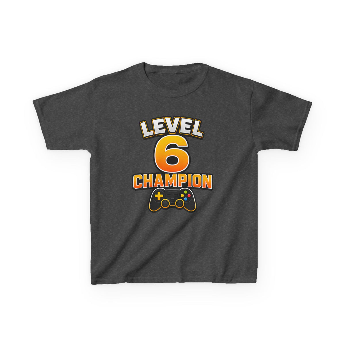 Kids Birthday Gaming T-Shirt — 'Level 6 Champion' Game Controller Graphic Tee