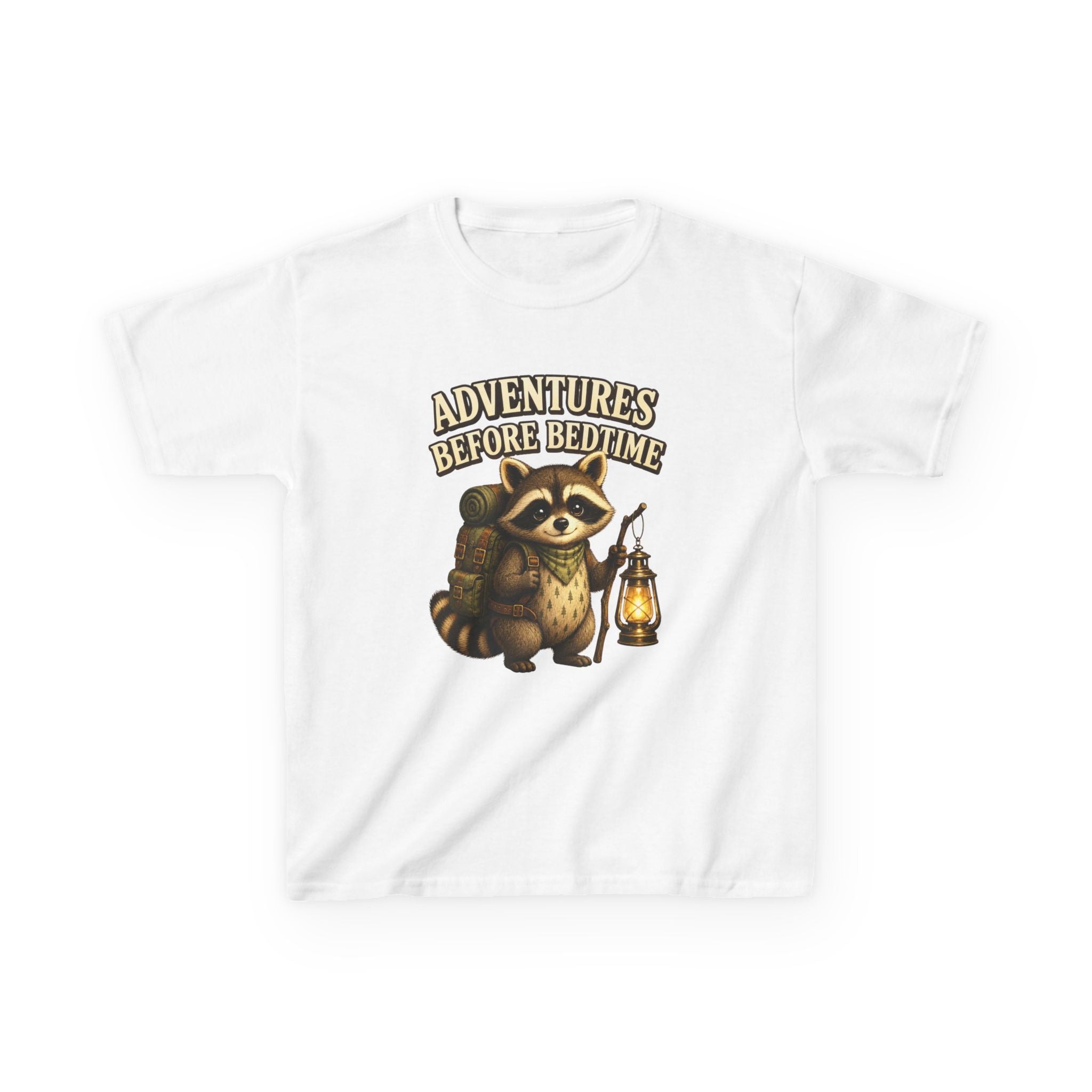 Kids Raccoon T-Shirt — 'Adventures Before Bedtime' Lantern Graphic Tee