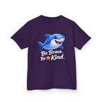 Kids Shark T-Shirt — 'Be Brave. Be Kind.' Cute Shark Graphic Tee
