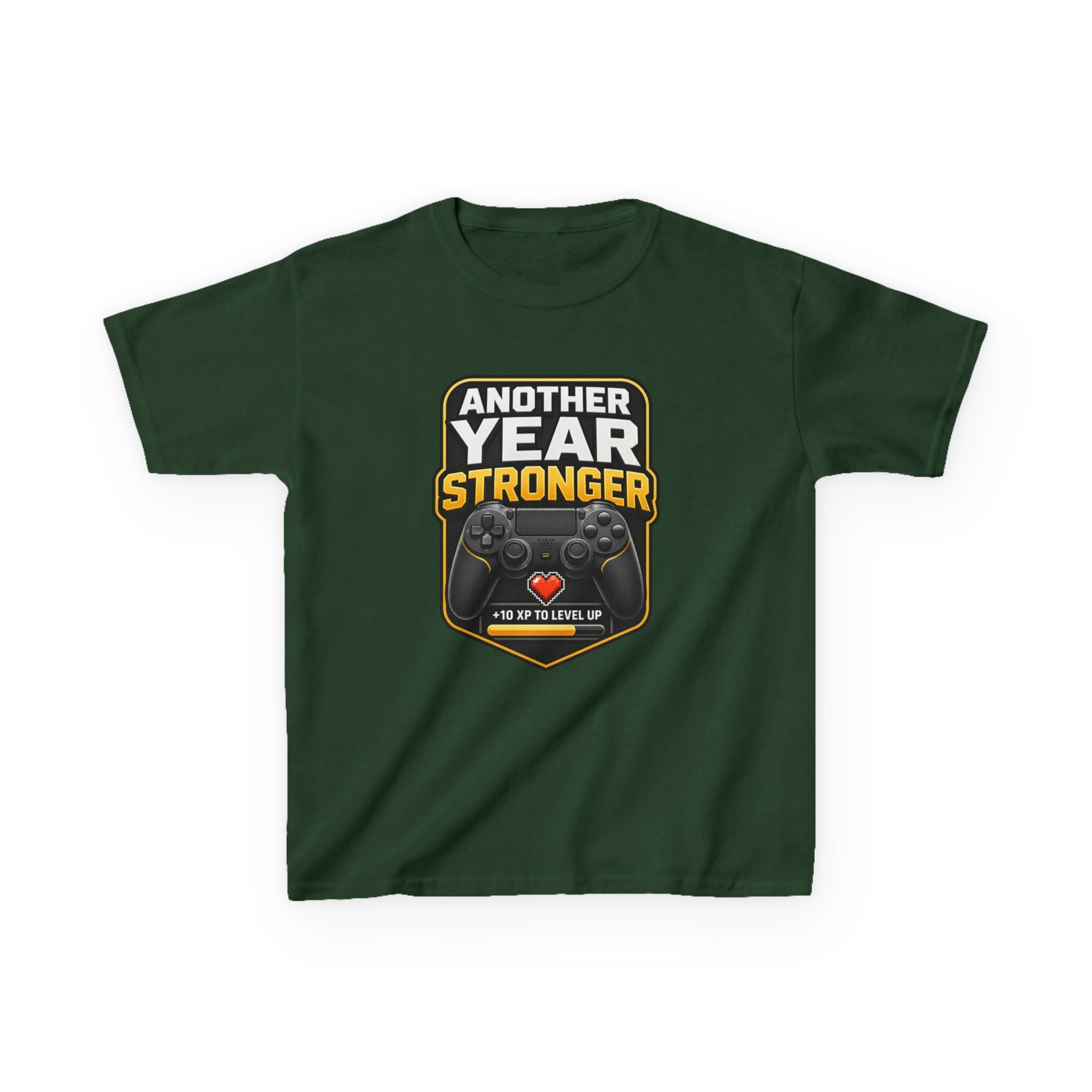 Kids Birthday T-Shirt — 'Another Year Stronger' +10 XP Level Up Graphic Tee