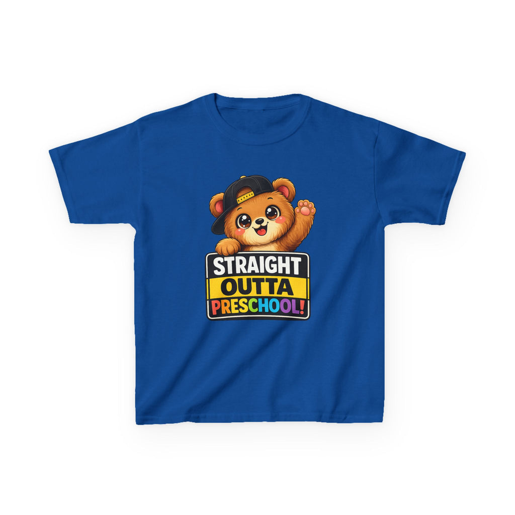 Kids Preschool T-Shirt — 'Straight Outta Preschool' Teddy Graduation Graphic Tee