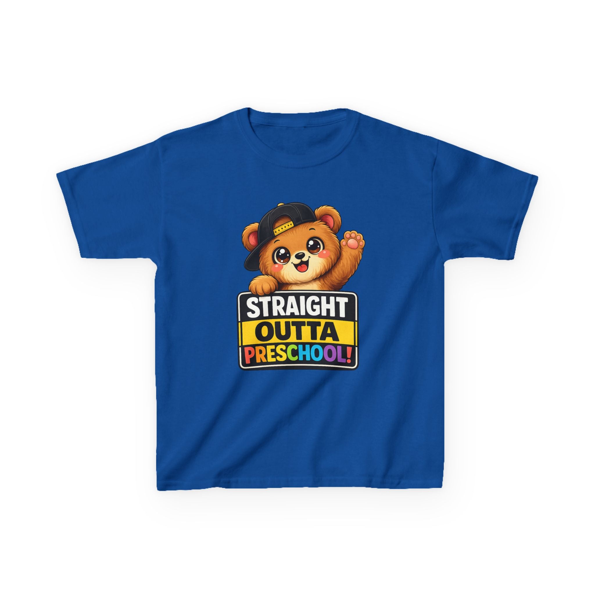 Kids Preschool T-Shirt — 'Straight Outta Preschool' Teddy Graduation Graphic Tee
