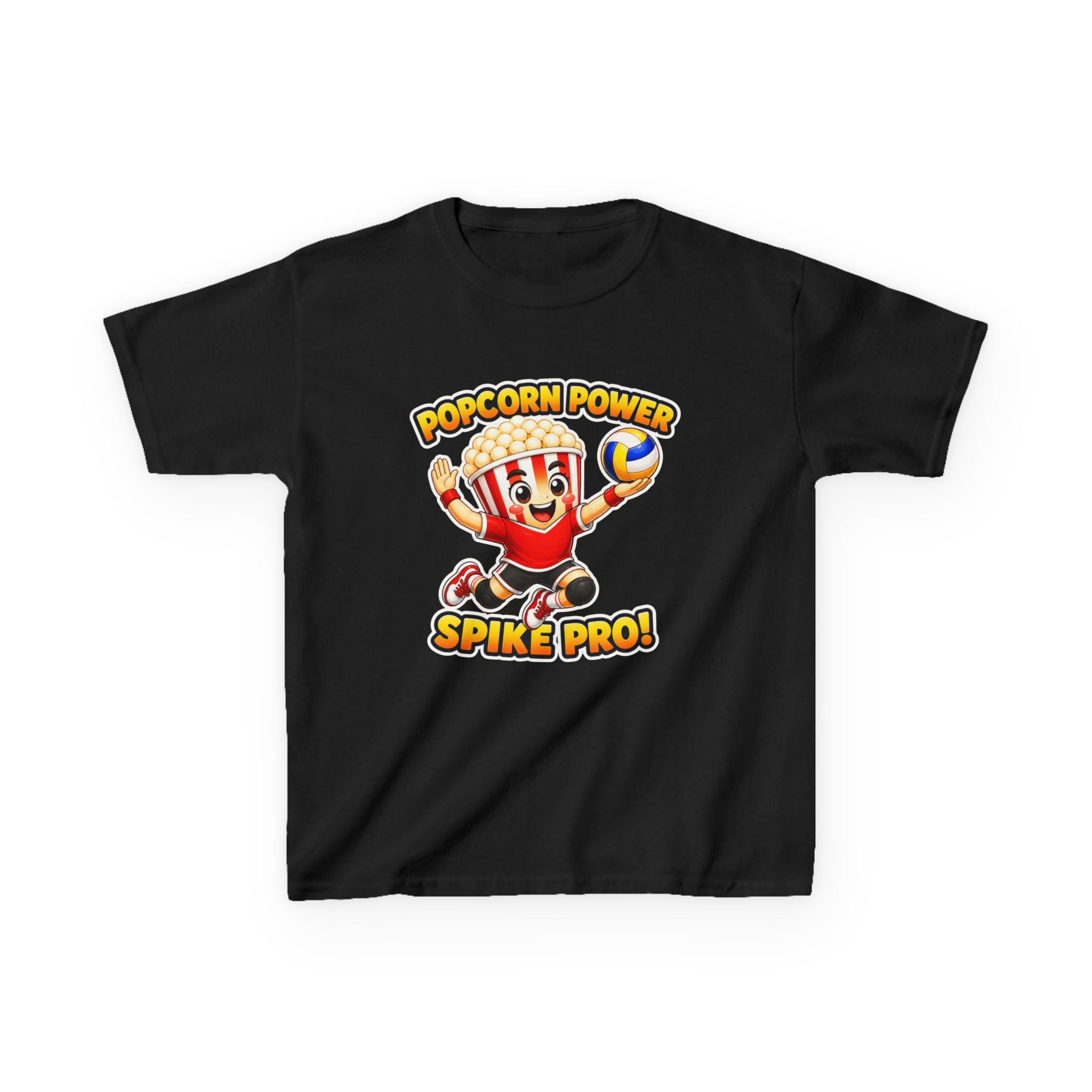 Kids Volleyball T-Shirt — 'Popcorn Power' Spike Pro Graphic Tee