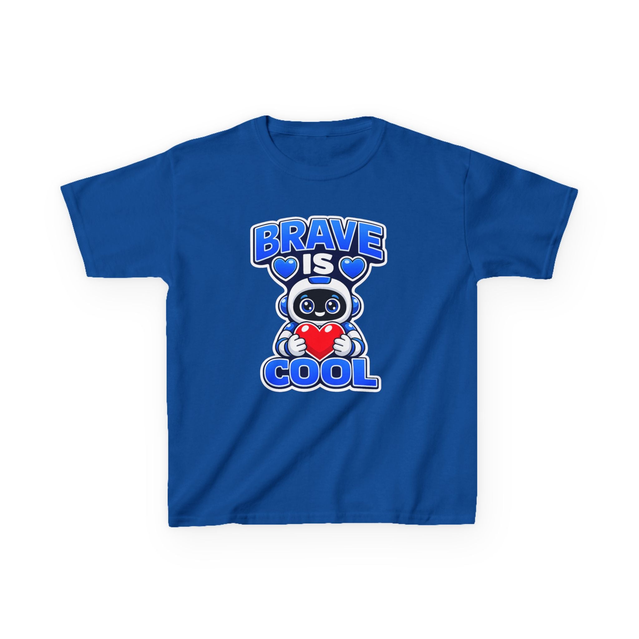 Kids Robot T-Shirt — 'Brave Is Cool' Heart Graphic Tee