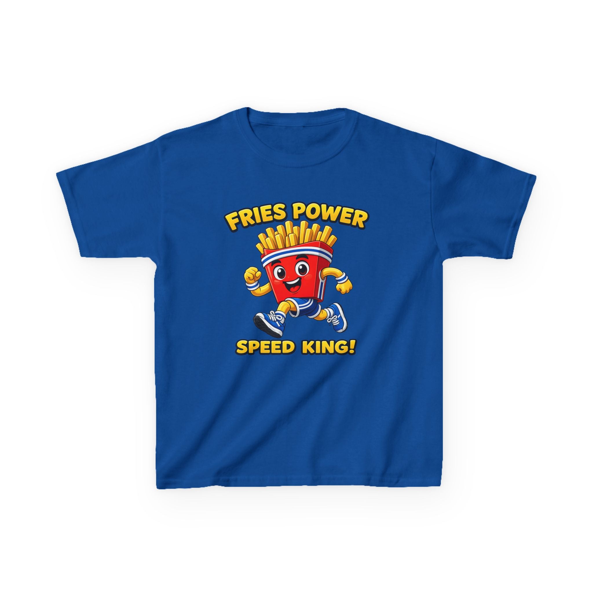 Kids French Fry T-Shirt — 'Fries Power Speed King' Funny Cartoon Graphic Tee