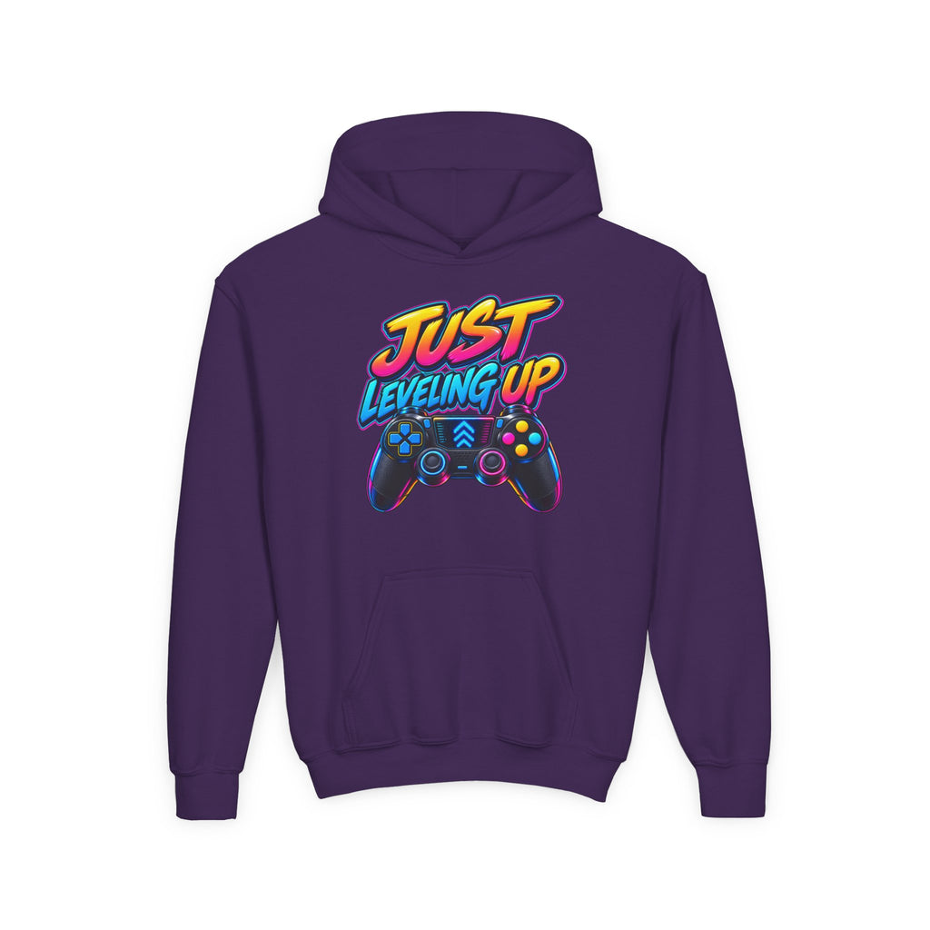 Kidxtr™ Kids Gamer Hoodie — 'Just Level Up' Gamer Graphic Sweatshirt