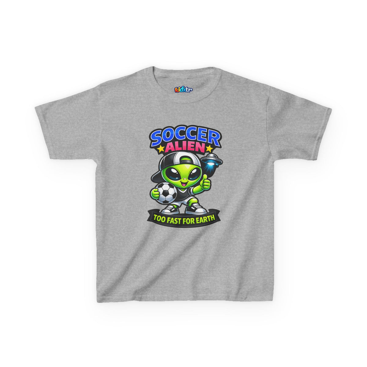 Kidxtr™ Kids Soccer T-Shirt — 'Too Fast for Earth' Alien Soccer Graphic Tee