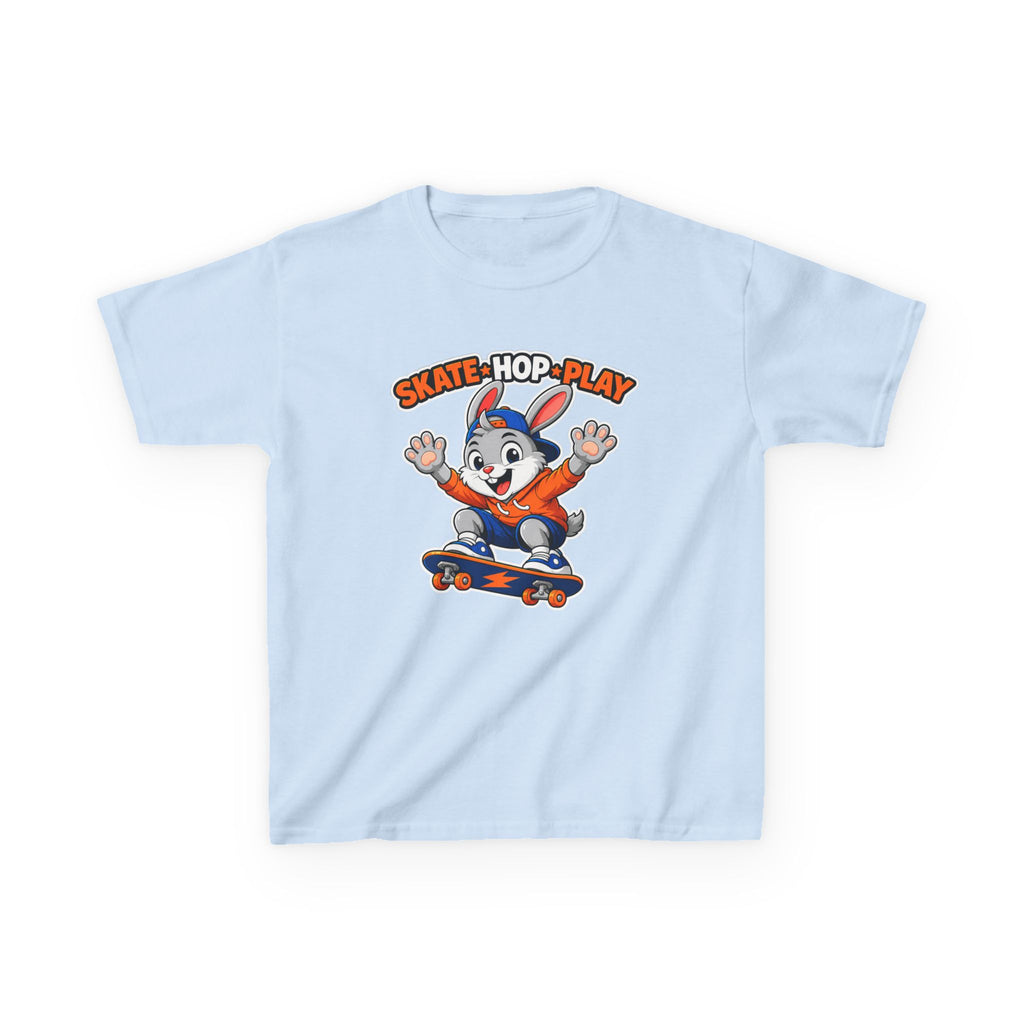 Kids Skate Hop Play T-Shirt — Cute Skateboarding Bunny Tee for Boys & Girls