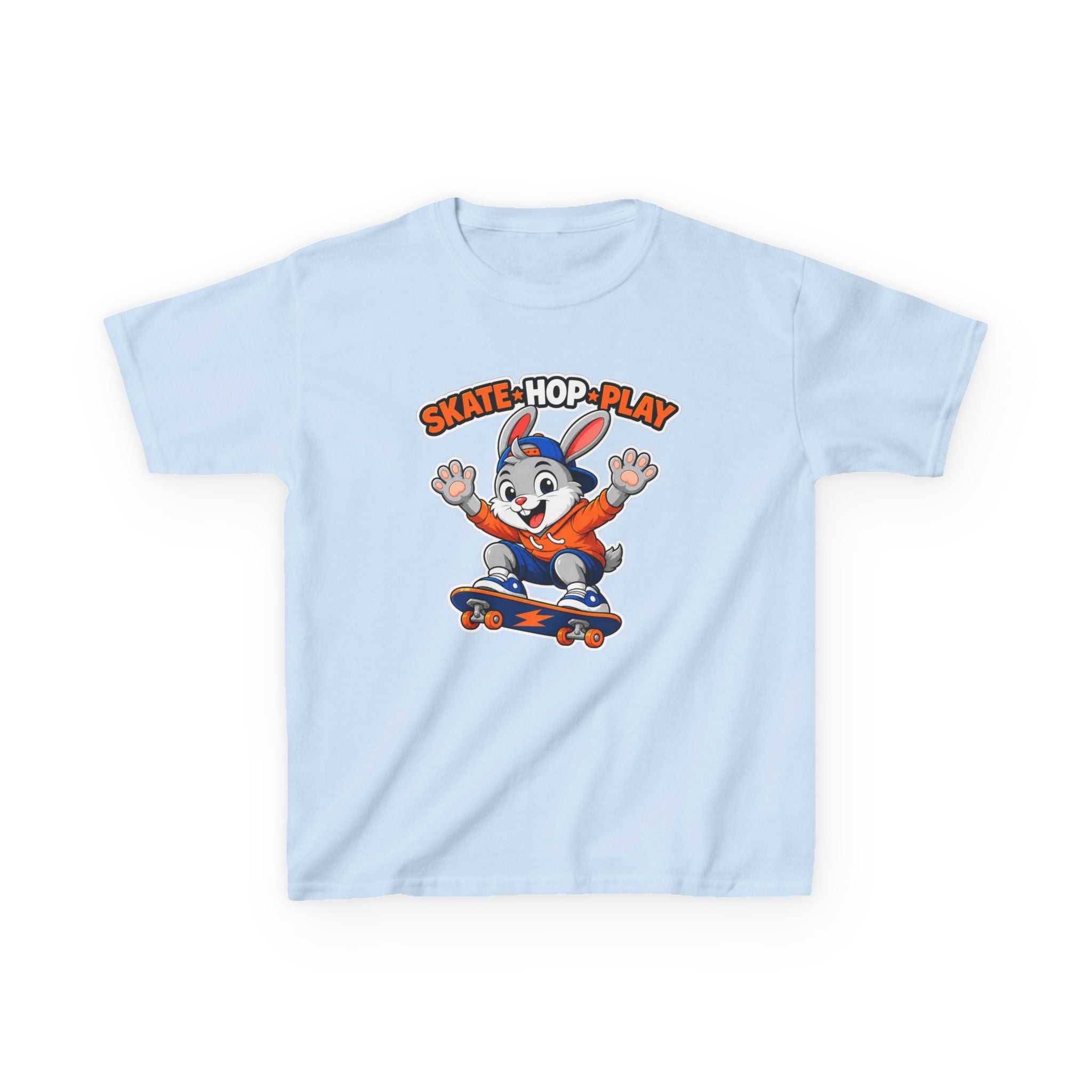 Kids Skate Hop Play T-Shirt — Cute Skateboarding Bunny Tee for Boys & Girls