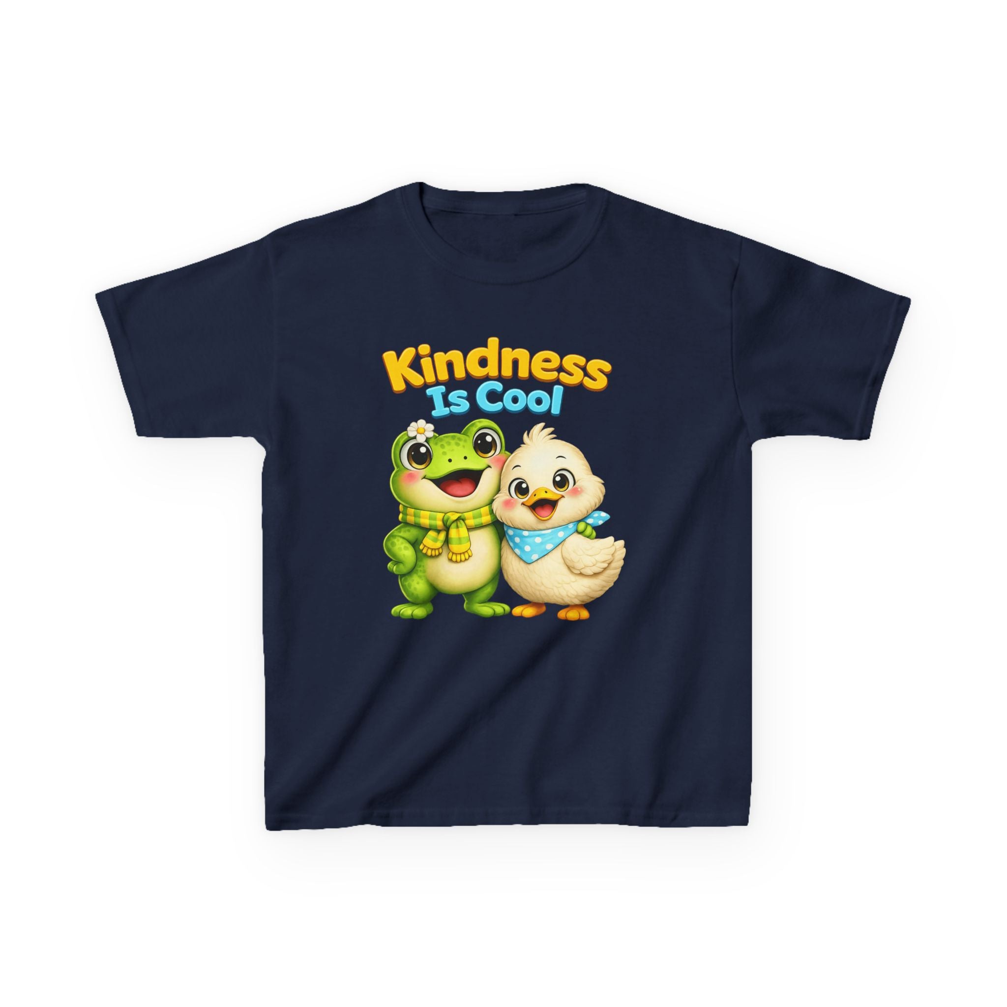 Kids Kindness T-Shirt — 'Kindness Is Cool' Cute Frog & Duck Cartoon Graphic Tee