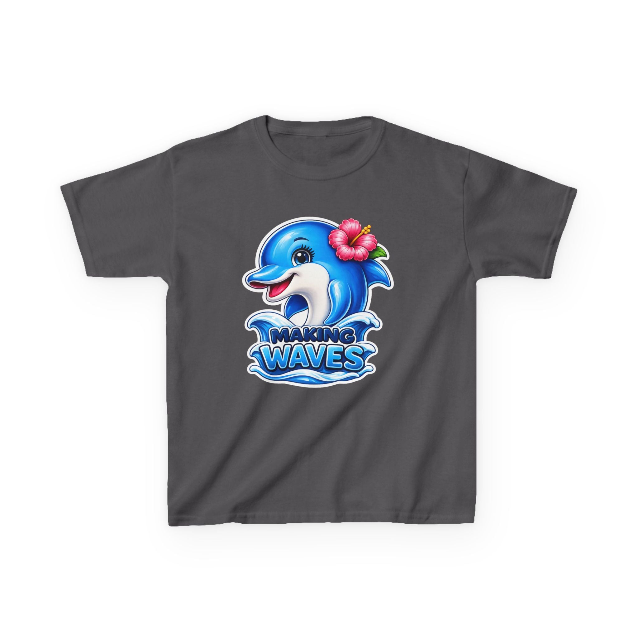Kids Dolphin T-Shirt — 'Making Waves' Cute Tropical Dolphin Graphic Tee